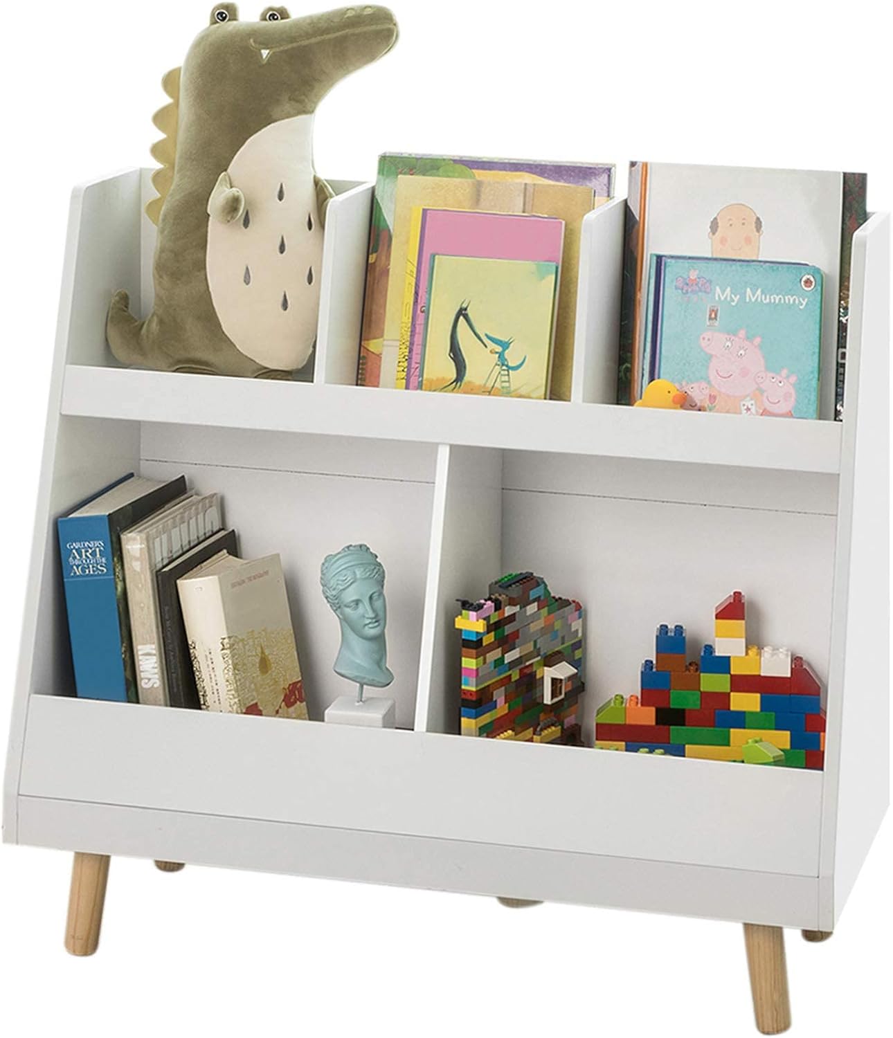 Haotian KMB19-W, Children Kids Bookcase with 5 Compartments, Storage Book Shelf, Storage Display, Rack, Organizer, Holder