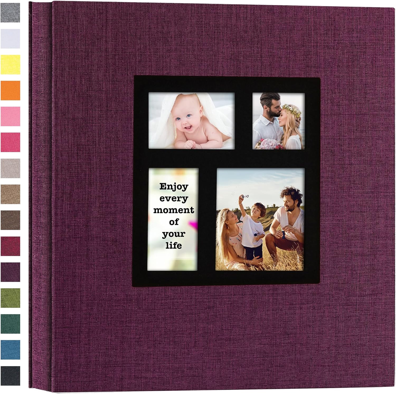 potricher Photo Album 4x6 1000 Photos Linen Hardcover Large Capacity for Family Wedding Anniversary Baby Vacation (Purple, 1000 Pockets)