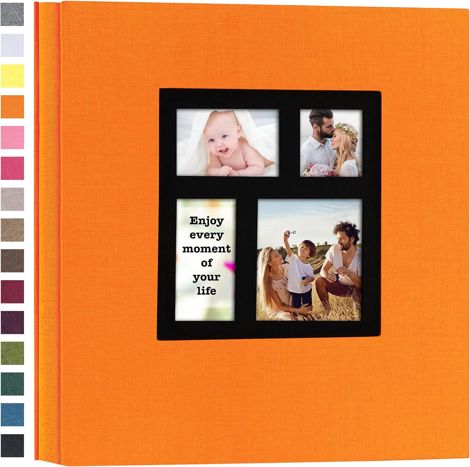 potricher Photo Album 4x6 1000 Photos Linen Hardcover Large Capacity for Family Wedding Anniversary Baby Vacation (Orange, 1000 Pockets)