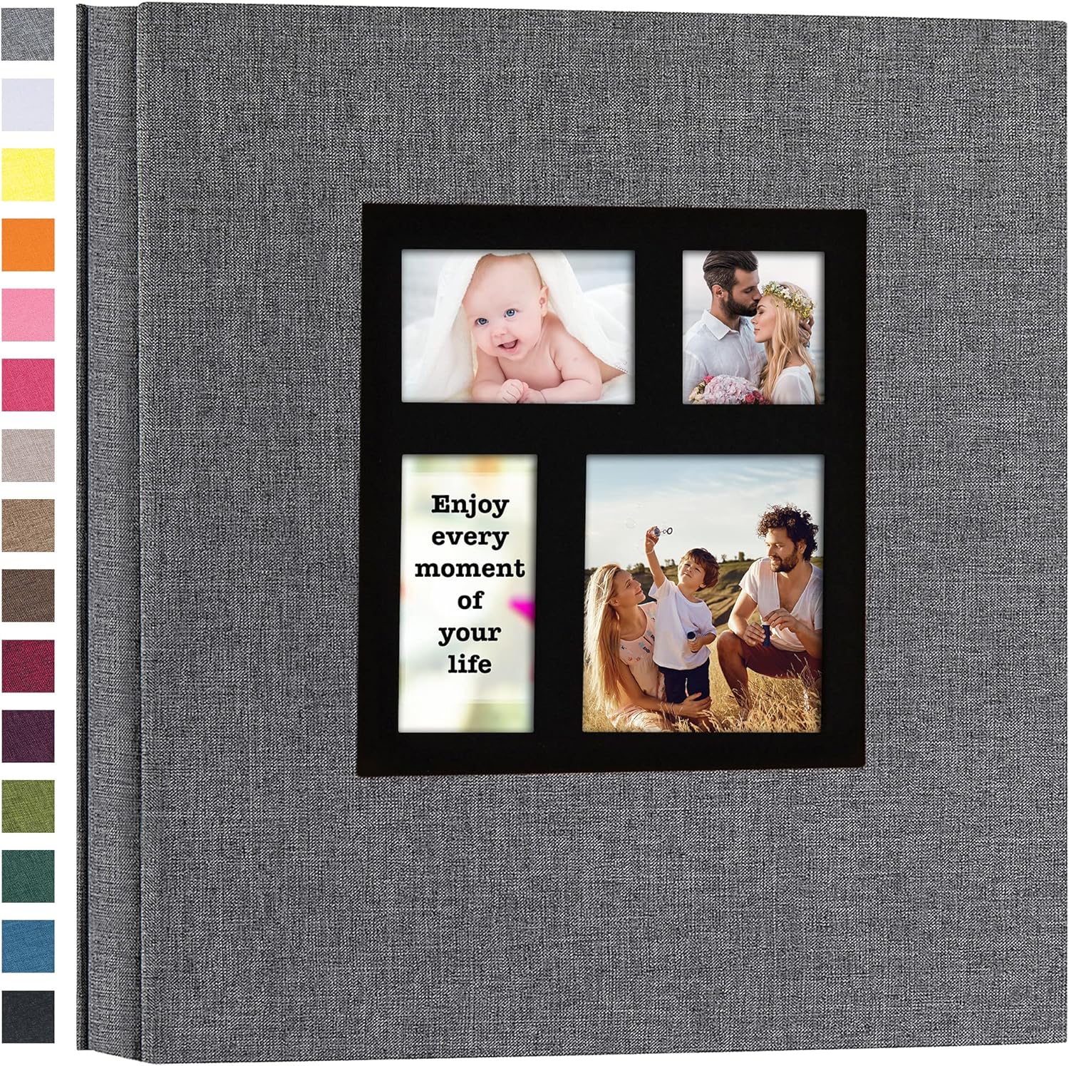 potricher Photo Album 4x6 1000 Photos Linen Hardcover Large Capacity for Family Wedding Anniversary Baby Vacation (Grey, 1000 Pockets)