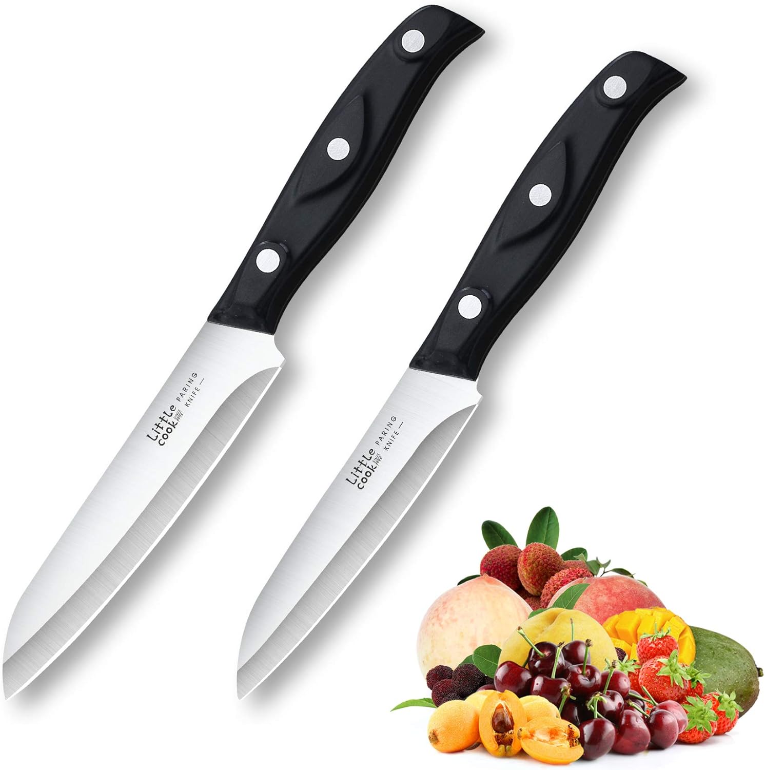 2PCS Paring Knife - Little Cook Paring Knife Set - Ultra Sharp Kitchen Knife - Fruit Knife - German stainless Steel - ABS Handle