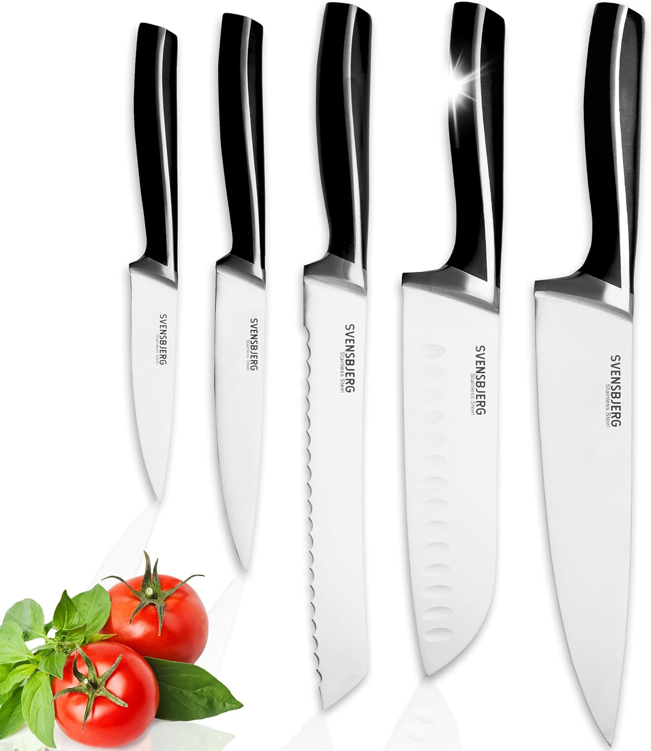 Modern Chef Kitchen Knife Set without Block, Chef Knife Set Knives Kitchen Set, Knife set for Kitchen, Stainless Steel, Sharp, German Brand | SB-KS301