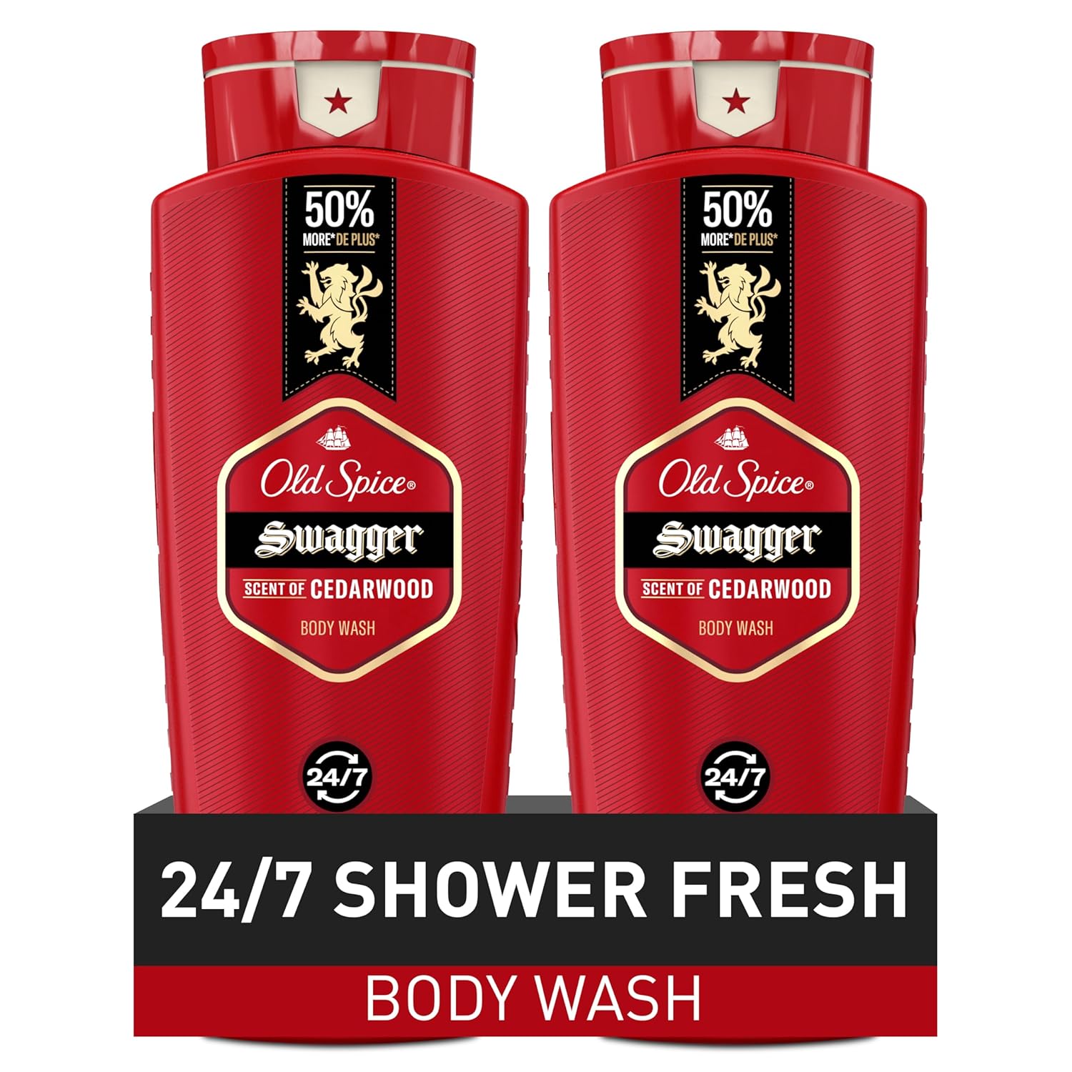 Old Spice Red Collection Swagger Scent with Cedarwood, Men' Body Wash, 24 oz (Pack of 2)