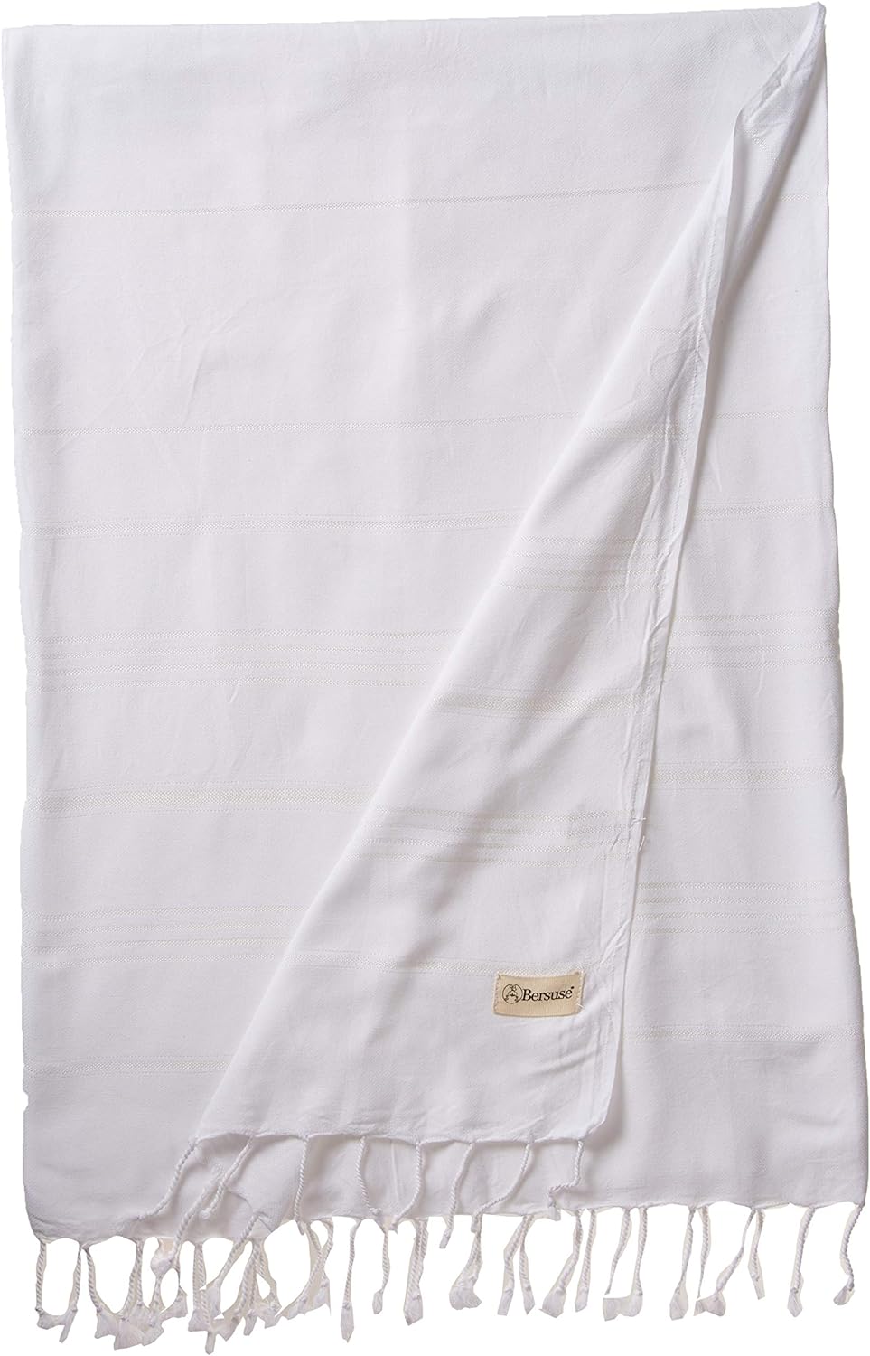 Bersuse 100% Cotton - Anatolia XL Throw Blanket Turkish Towel - 61 x 82 Inches, White