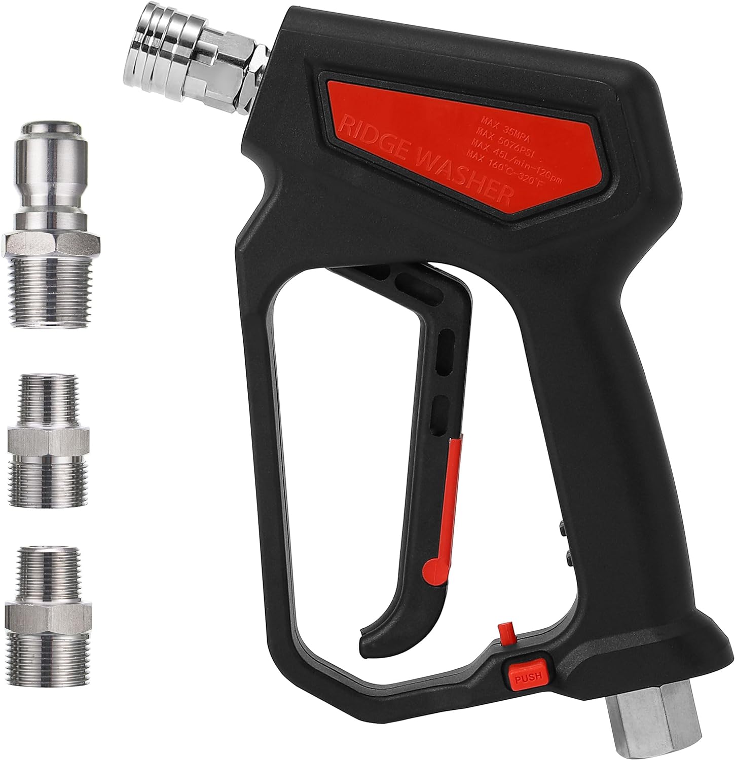 RIDGE WASHER Pressure Washer Gun 5000 PSI, 12 GPM, High Pressure Spray Gun with 1/4 Quick Connector, 3/8'' Quick Connect, M22-14mm and M22-15mm Fitting