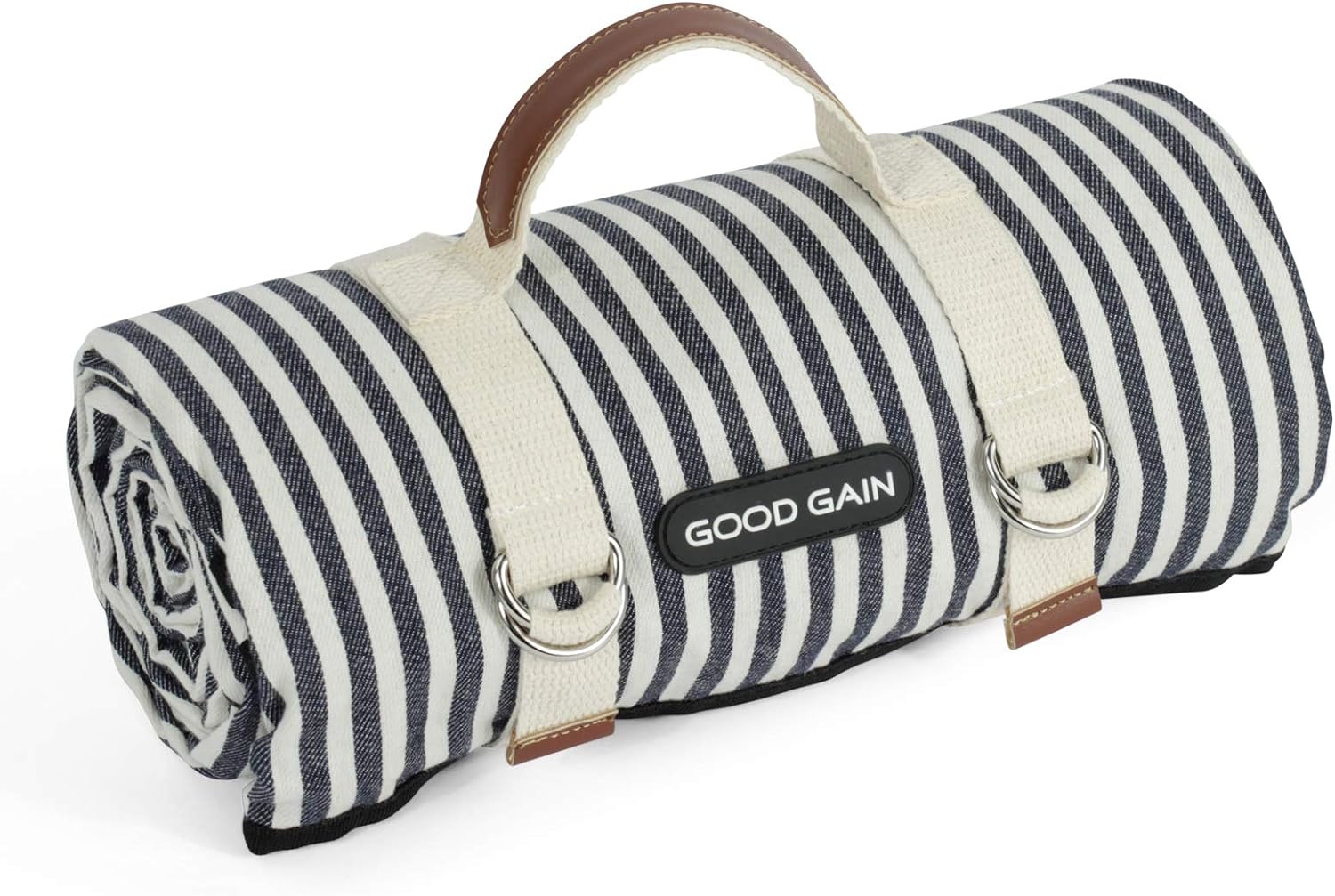 G GOOD GAIN Waterproof Picnic Blanket Portable with Carry Strap for Beach Mat or Family Outdoor Camping Party (Navy Blue)