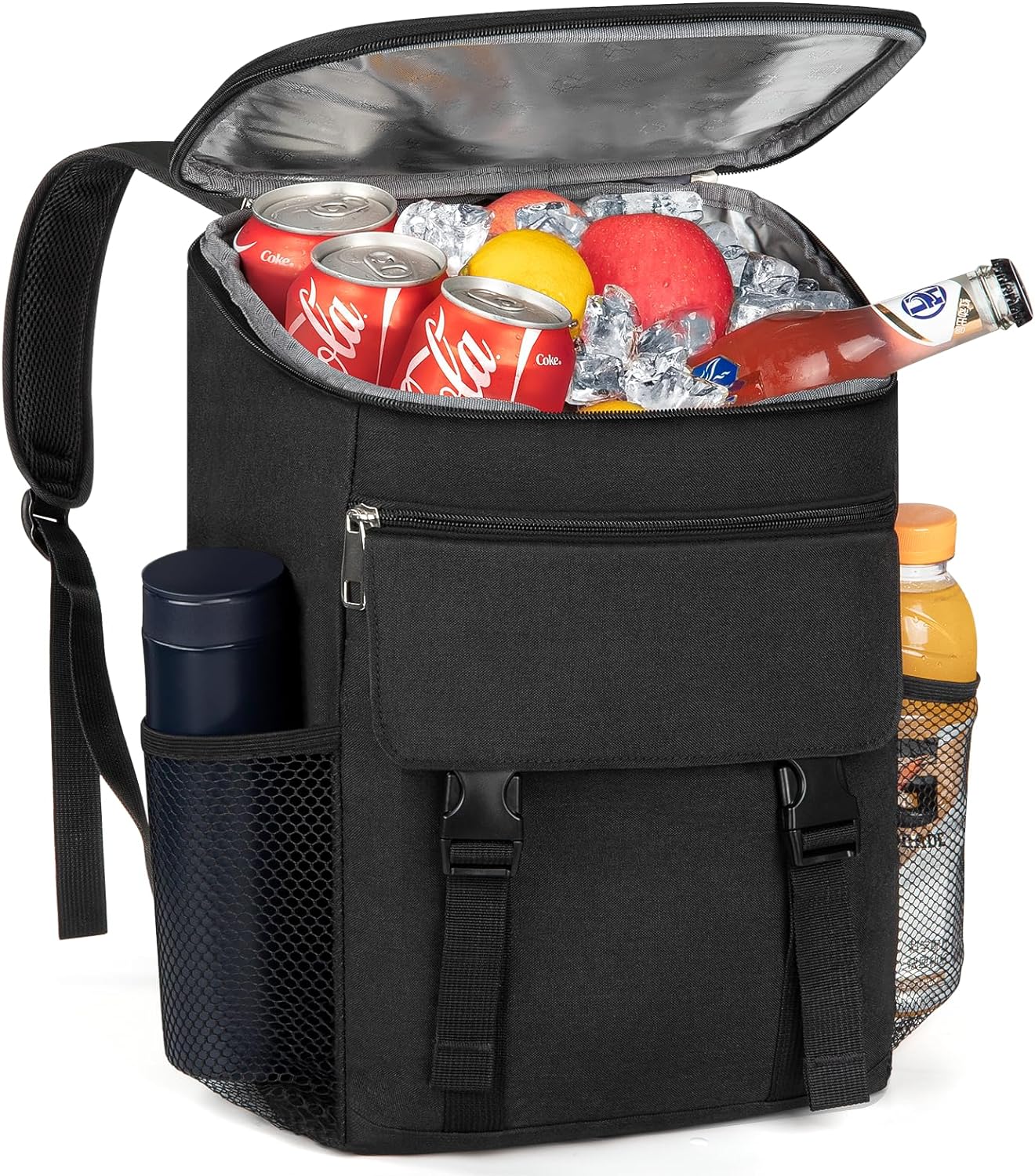 Backpack Cooler, Soft Cooler Backpack Insulated Leak Proof, 30 Cans Travel Cooler Bag for Picnic, Camping, Beach, Hiking, BBQ, & Lunch - Sandproof, Water-Resistant (Black)