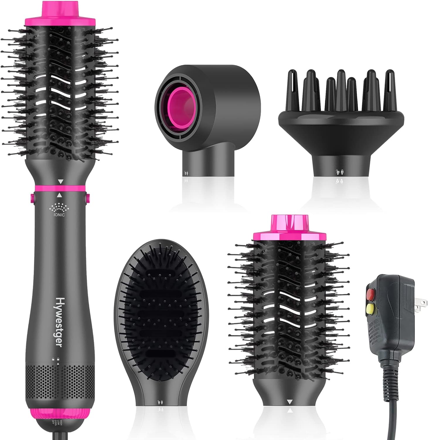 Blow Dryer Brush, 4 in 1 Blowout Brush,Hair Dryer Brush and Volumizer,Negative Ion Detachable Hair Dryer Styler Hot Air Hair Dryer for Straightening Curling Drying Multifunctional Styling