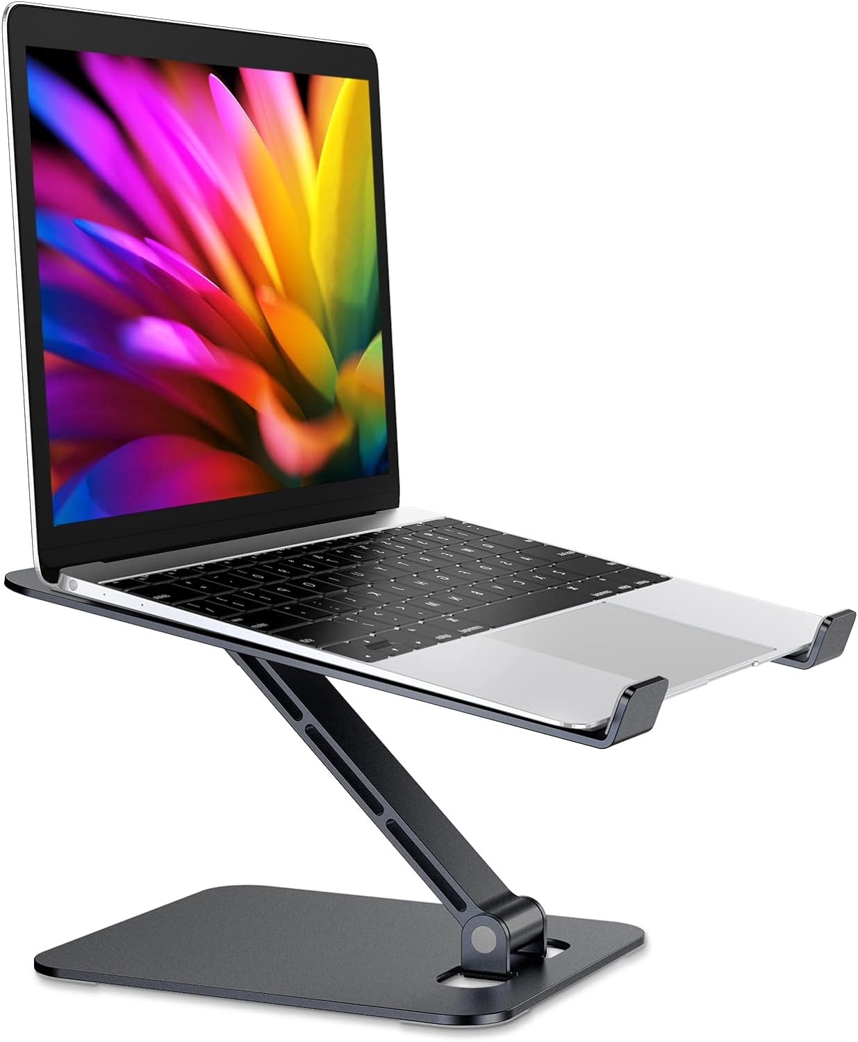 Foldable Laptop Stand, Height Adjustable Ergonomic Computer Stand for Desk, Aluminum Portable Laptop Riser Holder Mount Compatible with MacBook Pro Air, All Notebooks 10-16 (Black)