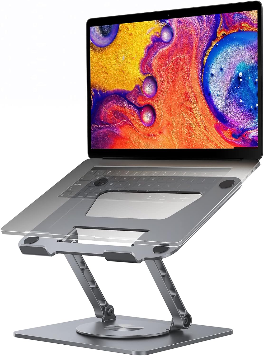 Laptop Stand, 360 Rotation Computer Stand Riser for DeskAdjustable Notebook Holder Compatible for 10 to 17 Laptops, Grey