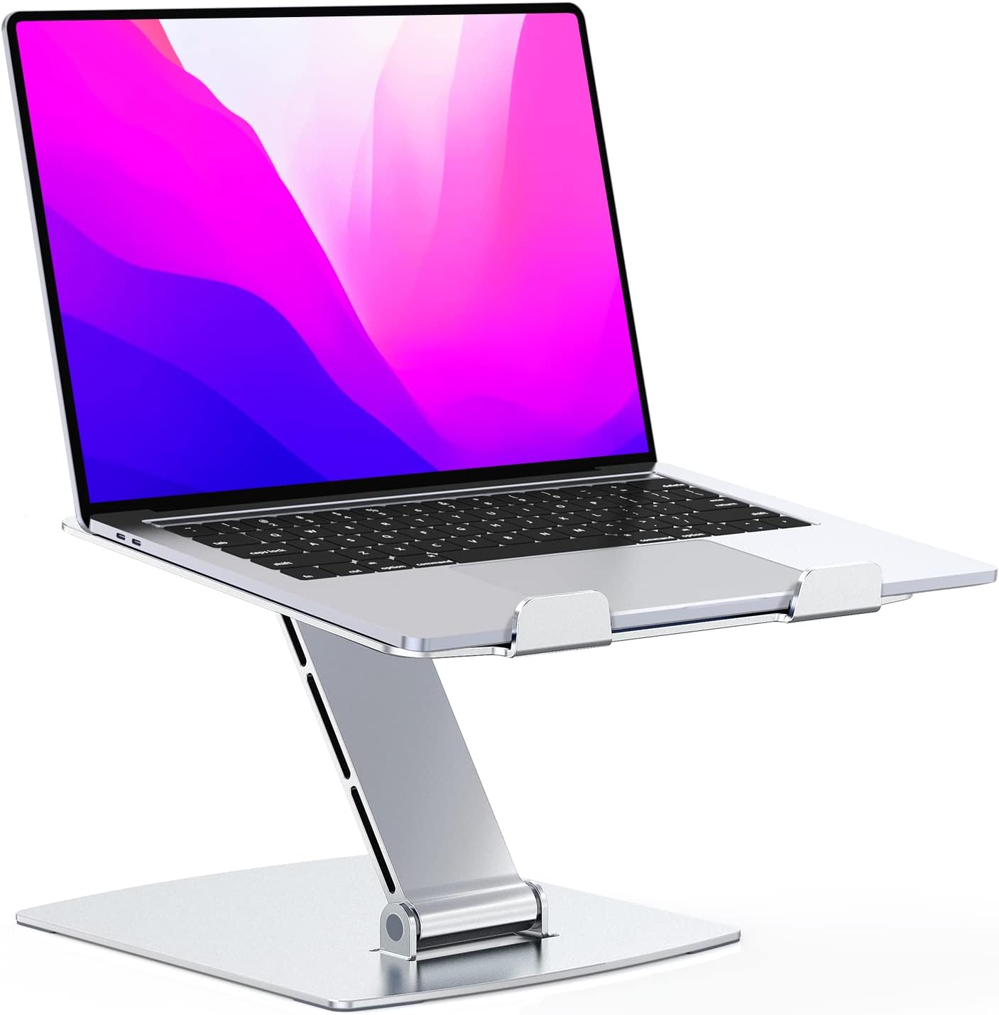 Laptop Stand Adjustable Height, Ergonomic Portable Laptop Holder Riser for Desk, Aluminum Foldable Computer Notebook Stand Compatible with MacBook Air Pro, Dell XPS, HP (10-16) - Silver