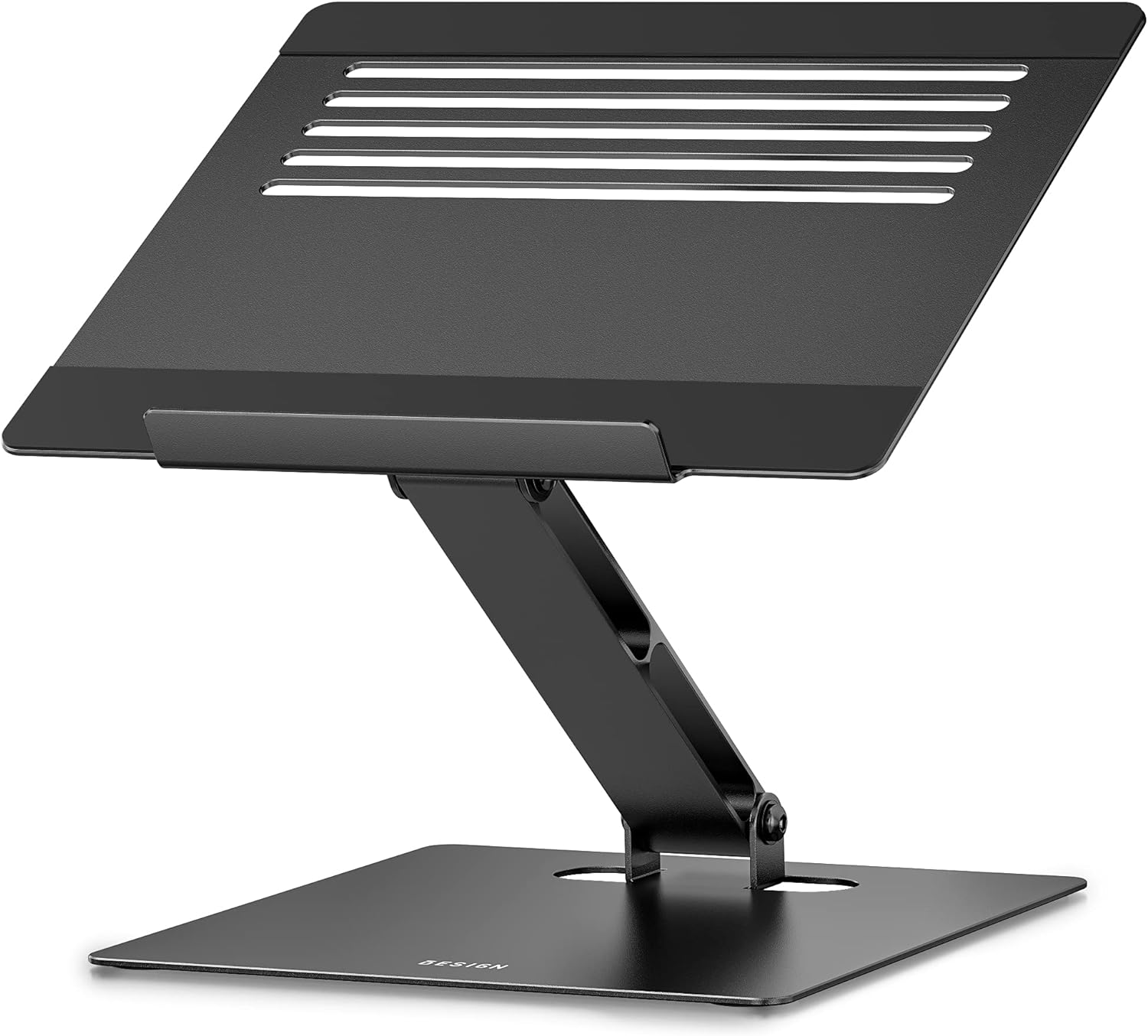 BESIGN LSX5 Aluminum Laptop Stand, Ergonomic Adjustable Notebook Stand, Riser Holder Computer Stand Compatible with Air, Pro, Dell, HP, Lenovo More 10-14 Laptops (Black)