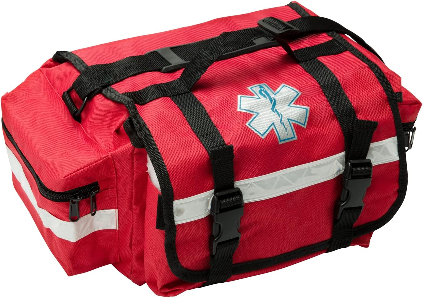 Professional Empty Red First Responder Bag, 17 x 9 x 7, EMT Trauma First Aid Carrier for Paramedics and Emergency Medical Supplies Kit, Lightweight and Durable