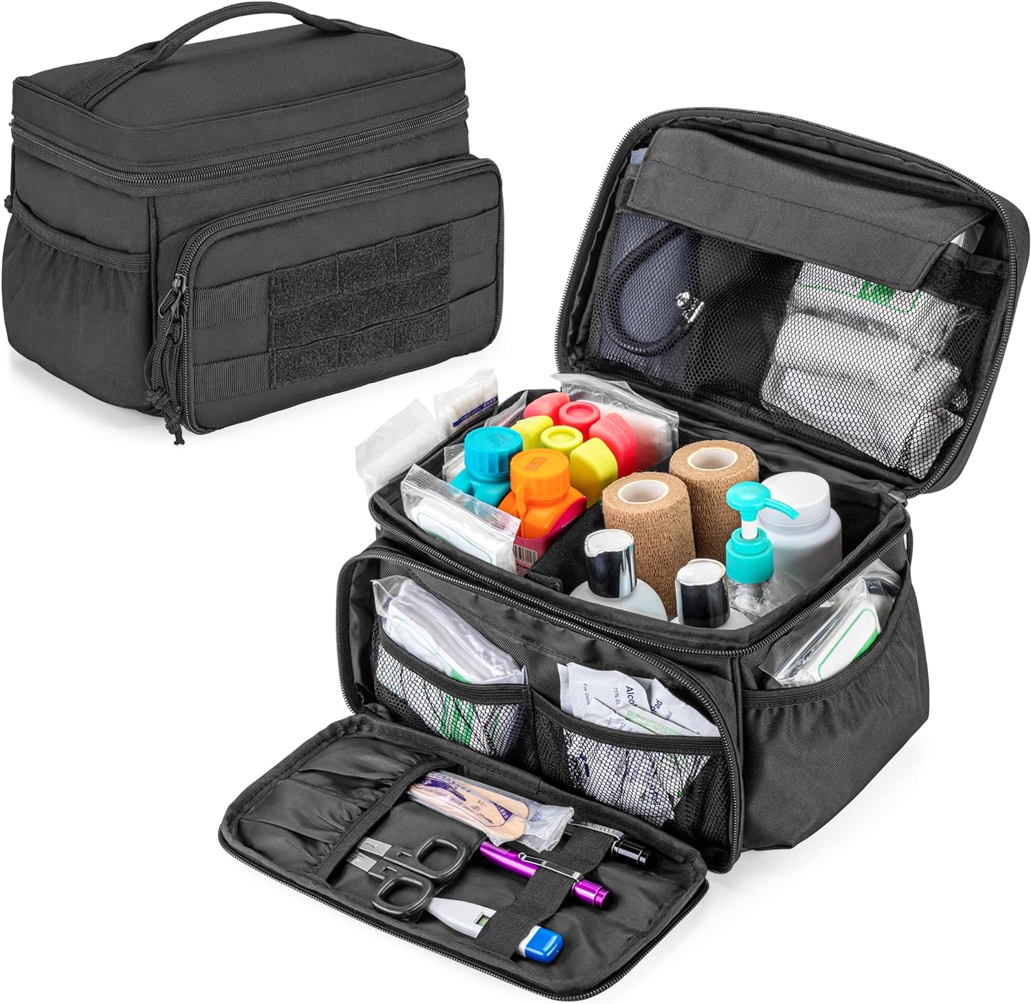 Damero Small Medicine Storage Bag Empty, Emergency Trauma Kit Organizer Bag Family First Aid Box for Hiking, Camping and Home - No Accessories Included