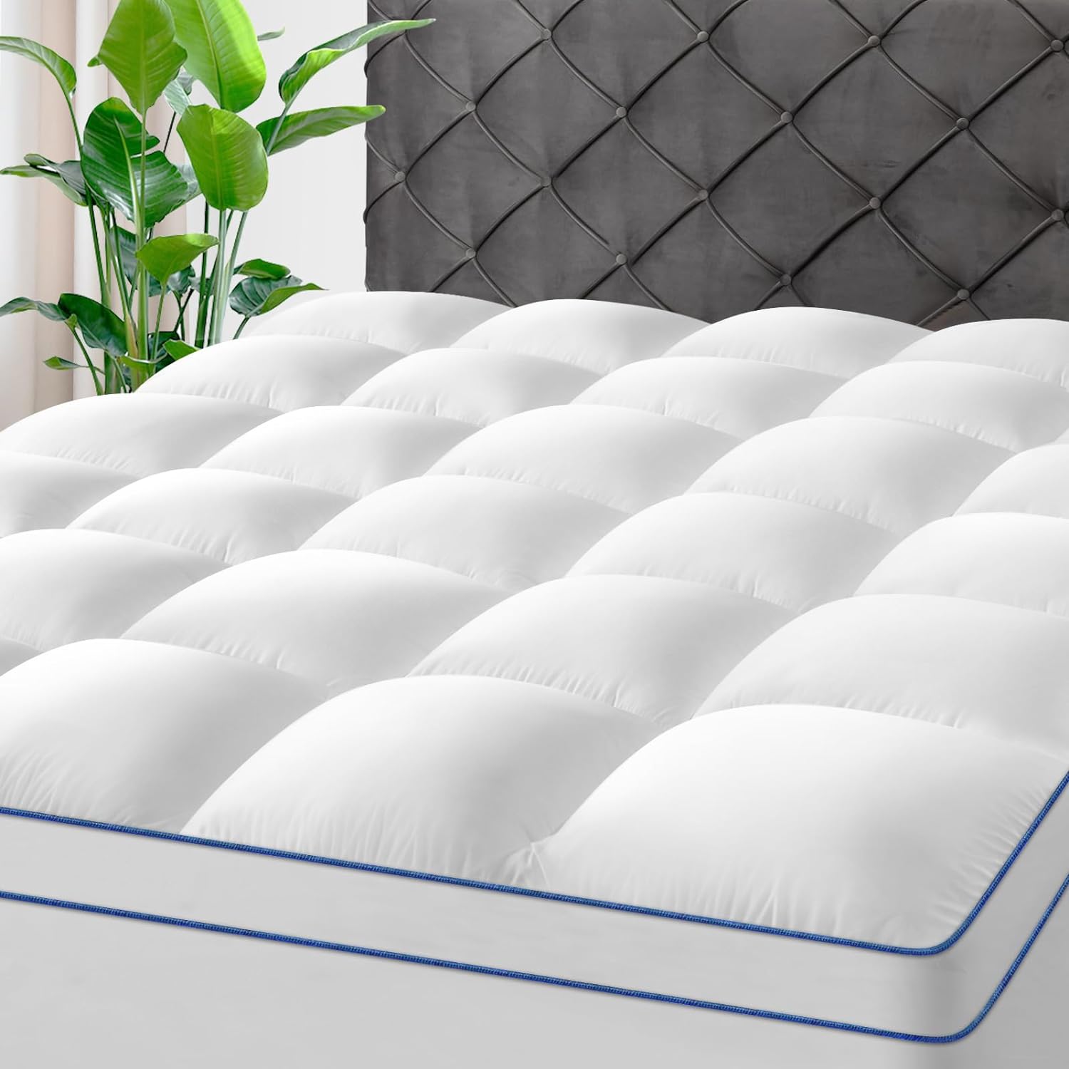 KAYFIA Full Mattress Topper,Extra Thick Mattress Pad Cover for Deep Sleep,3D 7D Snow Down Alternative Fill Overfilled Plush Pillow Top with 8-23 Inch Deep Pocket-White