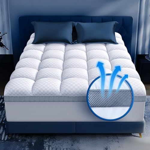 Premium Memory Foam Mattress Topper King for Ultra Comfort, 2 Plush Pillow Top King Mattress Topper with Breathable Air Mesh Sides, Soft Mattress Pad Cover with Deep Pocket Fits 6-21 Mattress