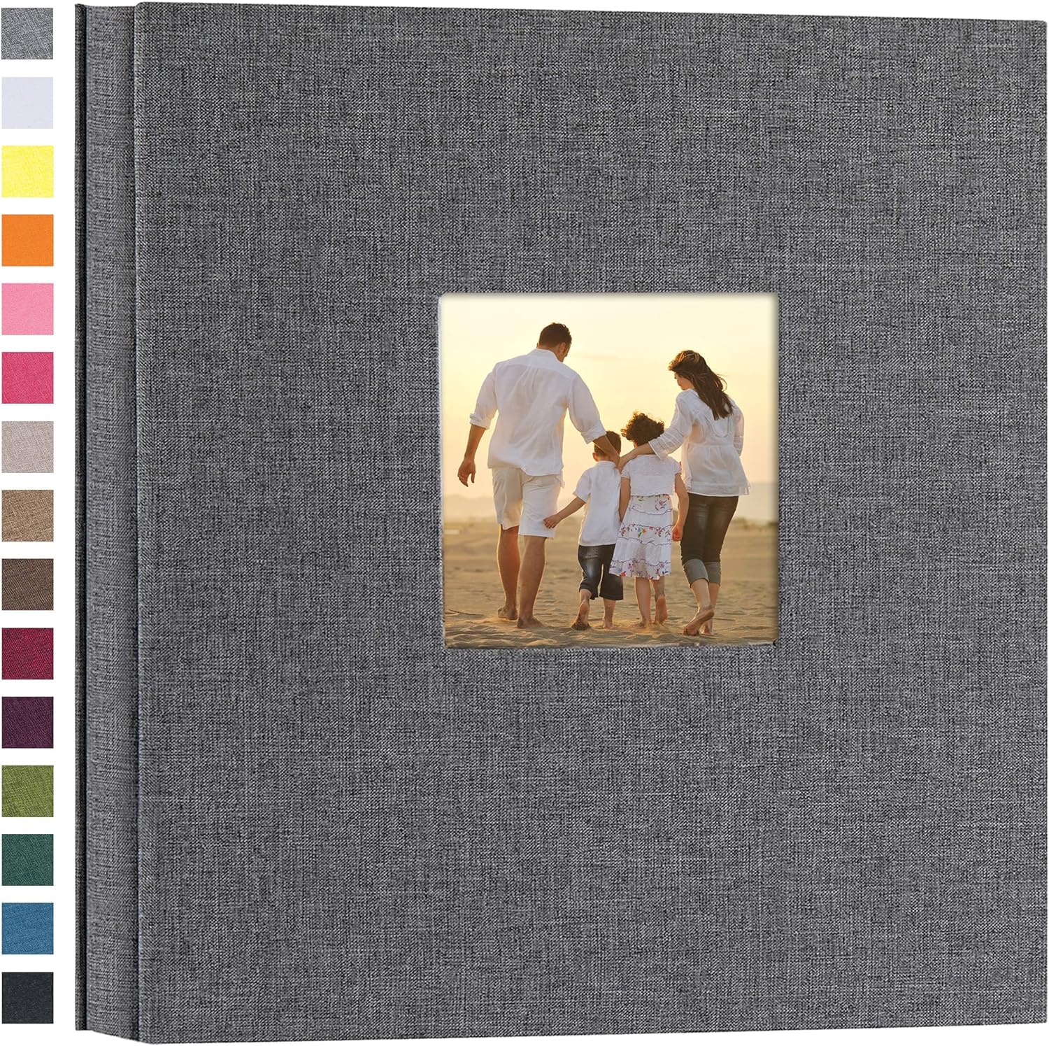 potricher Linen Hardcover Photo Album 4x6 600 Photos Large Capacity for Family Wedding Anniversary Baby Vacation (Gray, 600 Pockets)