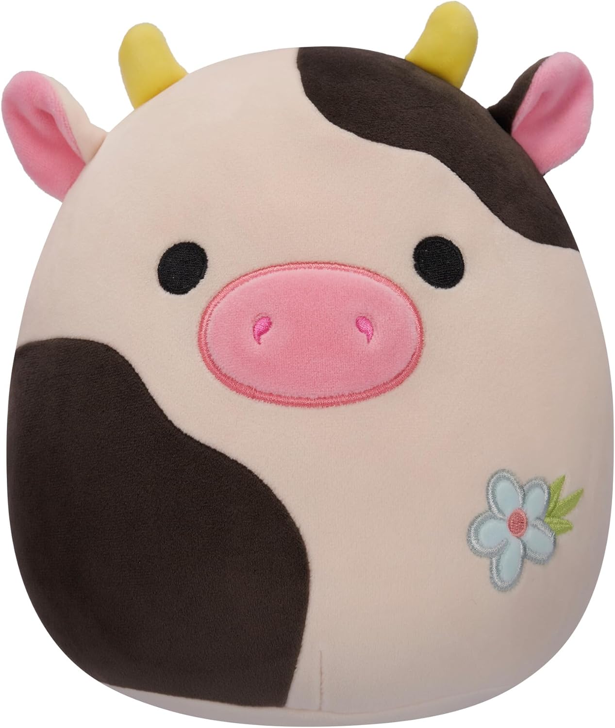 Squishmallows Original 8-Inch Connor Cow with Blue Flower Embroidery - Official Jazwares Plush