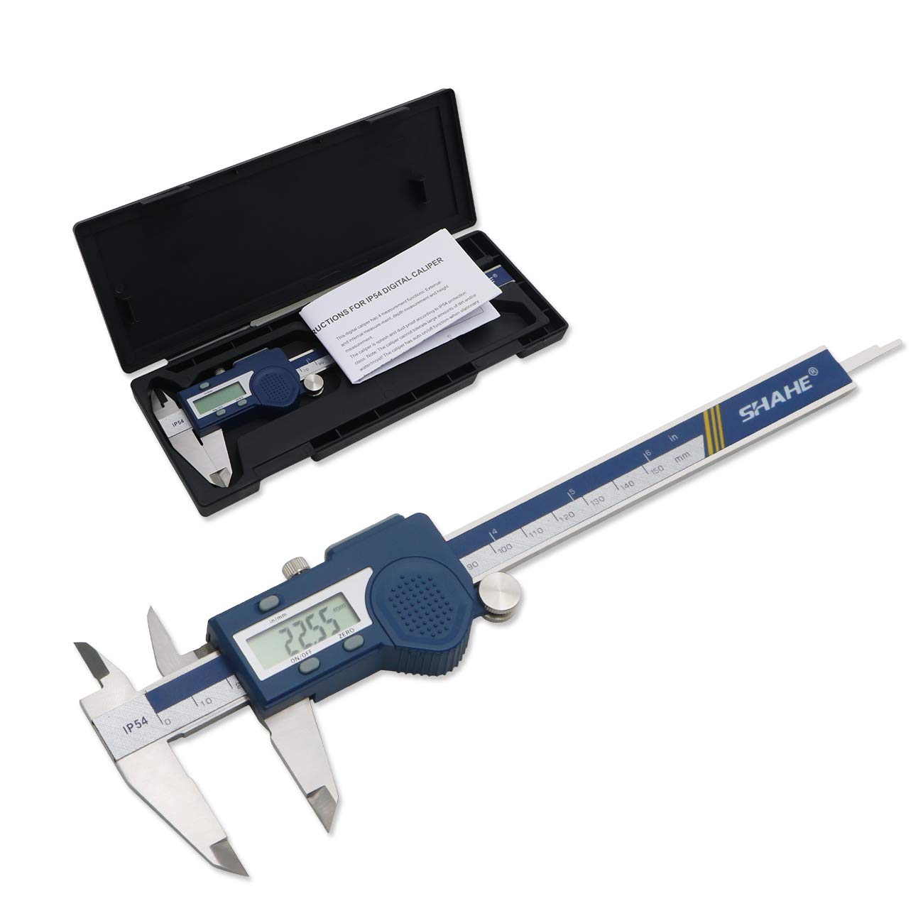 SHAHE Electronic Digital Caliper, Micrometer Caliper Measuring Tool, 6 Inch/150mm Vernier Caliper with Stainless Steel, Large LCD Screen, Auto - Off, Inch Metric Conversion