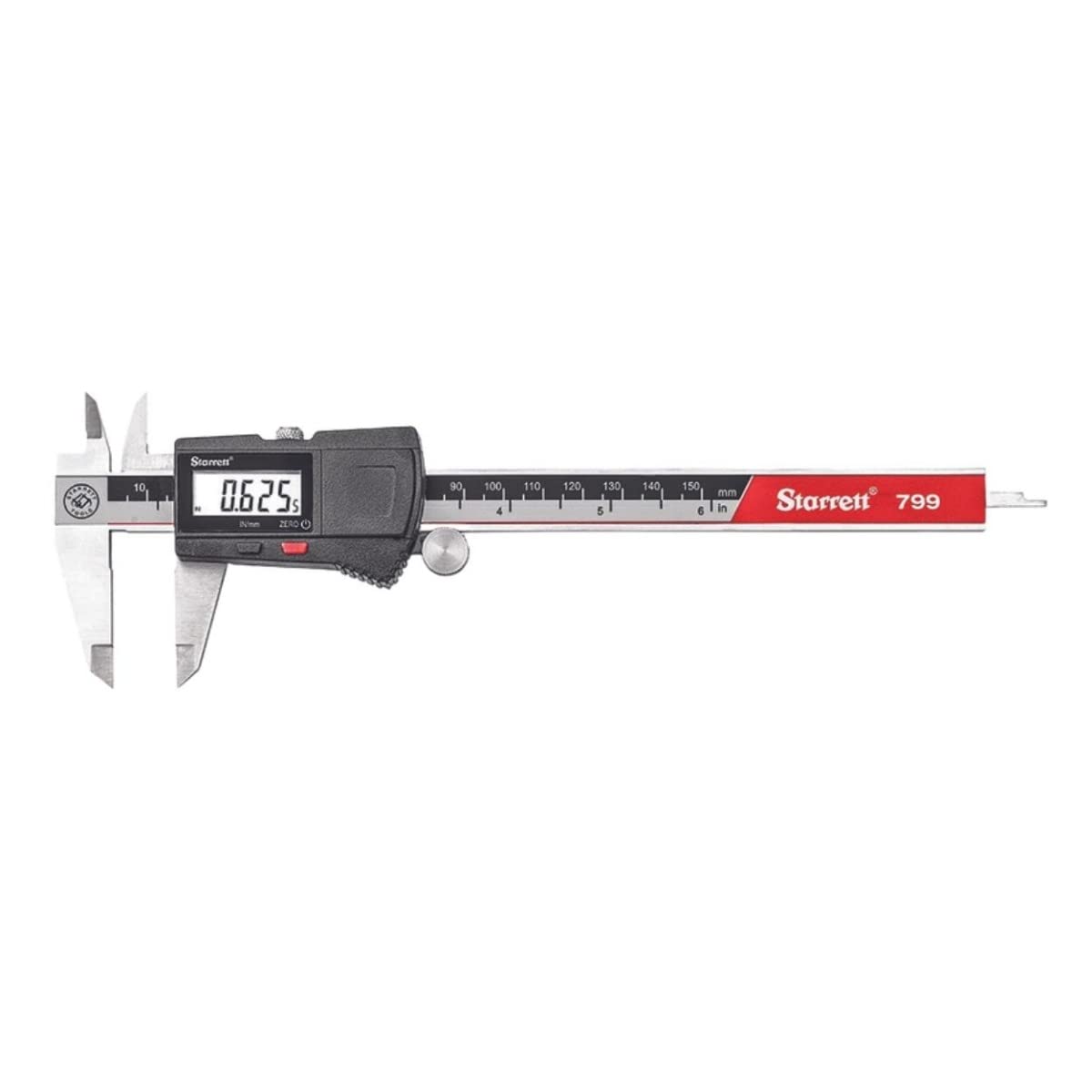 Starrett Stainless Steel Electronic Slide Caliper - 0-6 Range, 0005 Resolution, LCD Display, Fine Adjustment Thumb Wheel, in/mm Conversion - EC799A-6/150