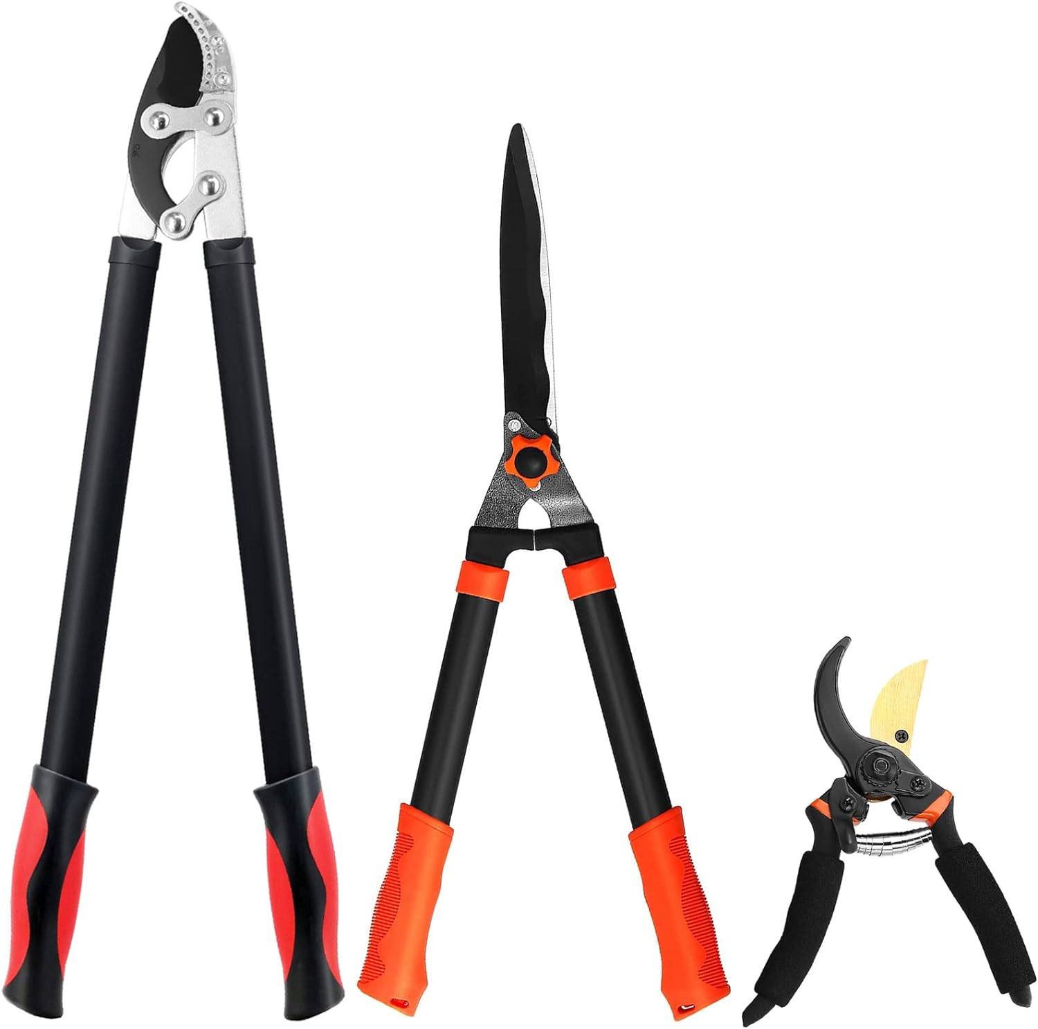 Loppers Hedge Shears & Pruners Combo Set 3-Piece Hedge Clippers, Heavy Duty Tree & Shrub Care Kit for Yard, Lawn & Garden, Professional Branch Cutter Tree Trimmer for Indoor & Outdoor Gardening