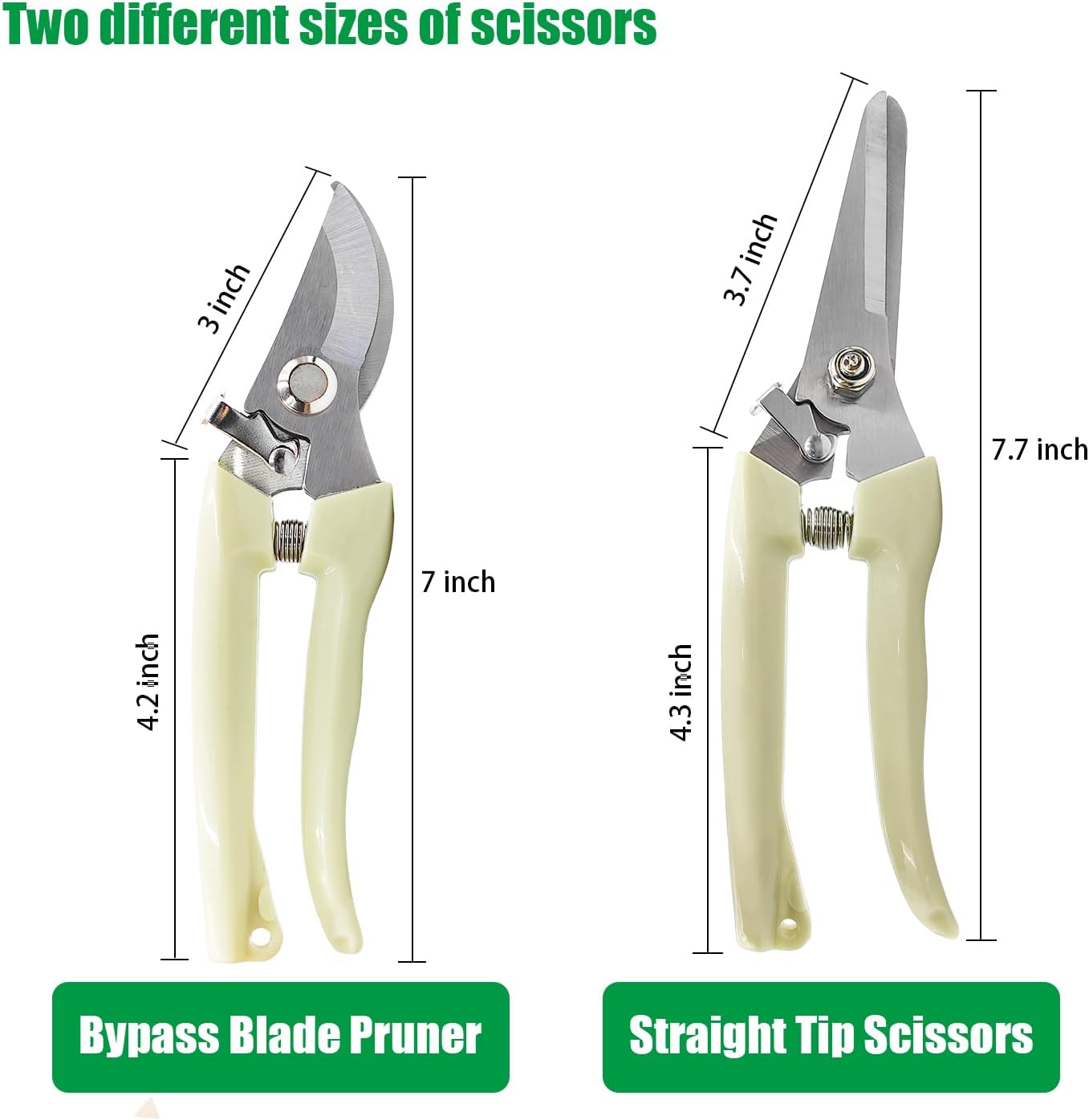 two pack Garden Flower Scissors,Lightweight Hand Pruners Make Cut Smooth & Clean,Premium Plant Shears,Powerful Trimmer Applied to Flowers,Branches and Leaves