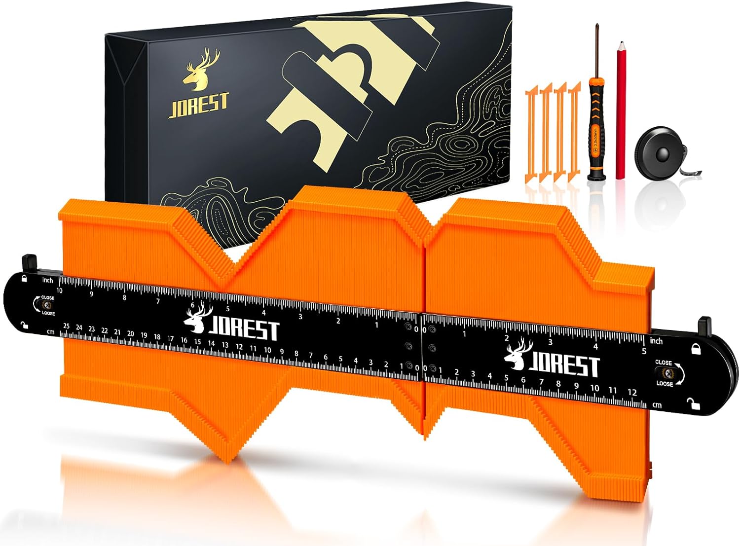 Connectable Contour Gauge (10 5 Inch), Profile Super Duplicator with Lock, Shape Outline Angle Measuring Tool for Woodworking Flooring, Unique Gift for Father Dad Husband Carpenter, Men Gadgets