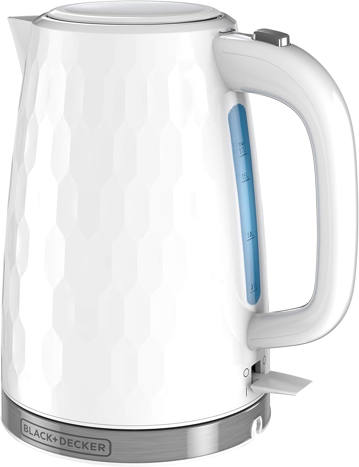 BLACK DECKER 1.7L Cordless Electric Kettle, KE1560W, Premium Texture, Water Window, Rapid Boil, Auto Shutoff, White