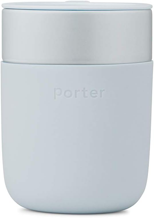 W&P Porter Ceramic Mug w/ Protective Silicone Sleeve, Slate 12 Ounces | On-the-Go | No Seal Tight | Reusable Cup for Coffee or Tea | Portable | Dishwasher Safe, Model Number: WP-PMC-SL