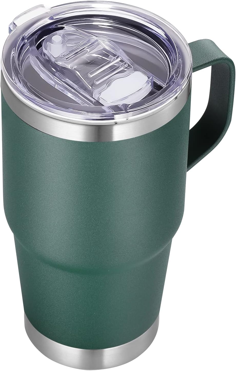 VEGOND 20 oz Tumbler with Handle Lid and Straw, Stainless Steel Insulated Travel Coffee Mug Spill Proof Double Wall Metal Tumbler Cup Keeps Drink Hot and Cold, Dark Green 1 Pack