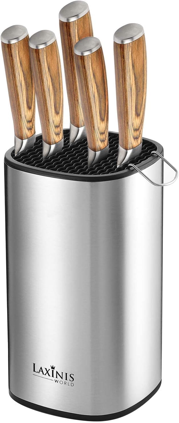 Universal Knife Block, Stainless Steel Knife Holder, Knife Organizer, Modern Rectangular Design, 8.5 by 5(knives not included)