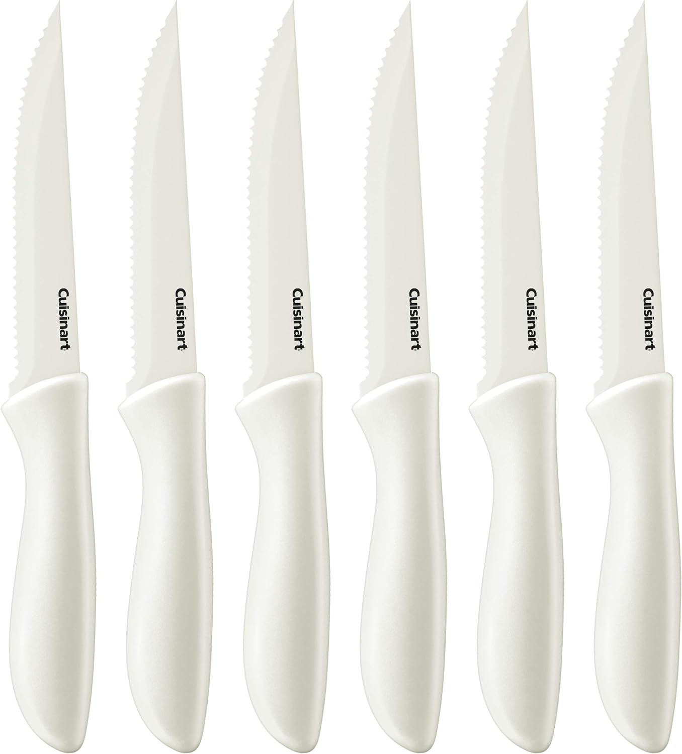 Cuisinart C55-6PCSW Advantage Color Collection 6-Piece Ceramic Coated Steak Knife Set, White