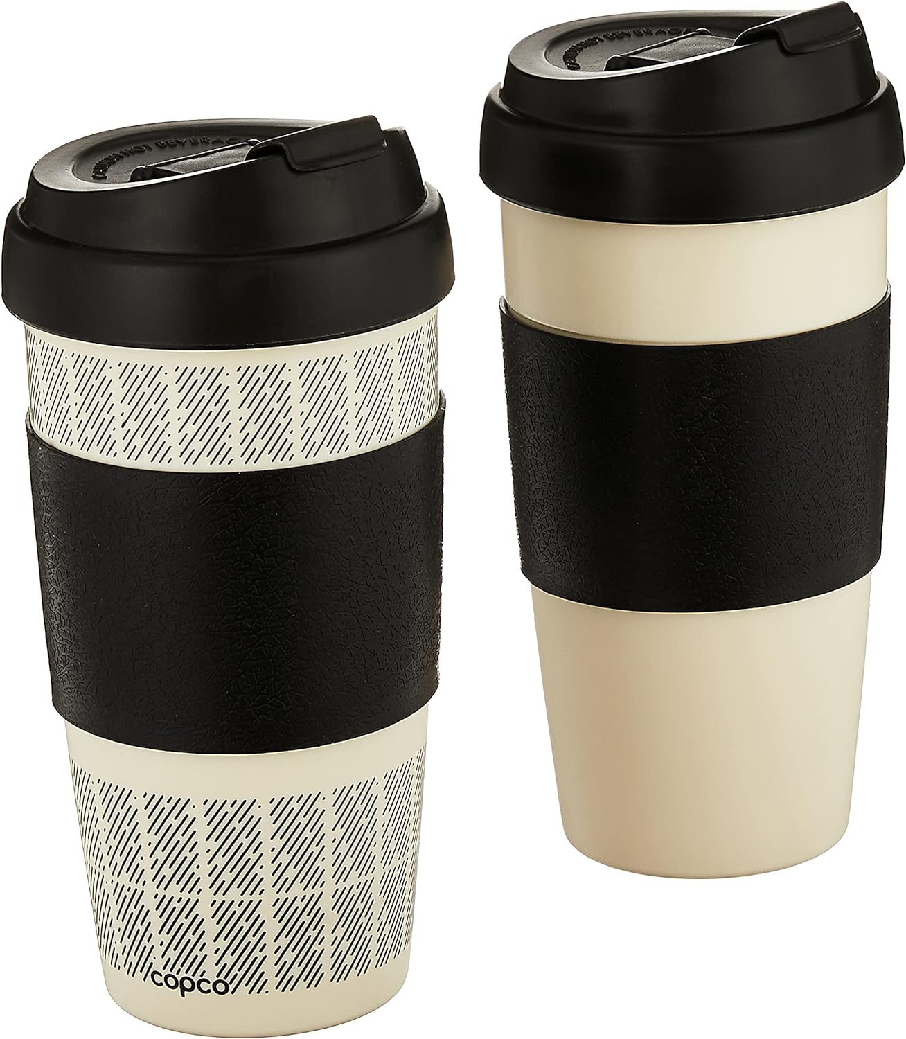 Copco 5237160 Reusable Set of 2 Insulated Double Wall Travel Mugs 16-ounce White/Black