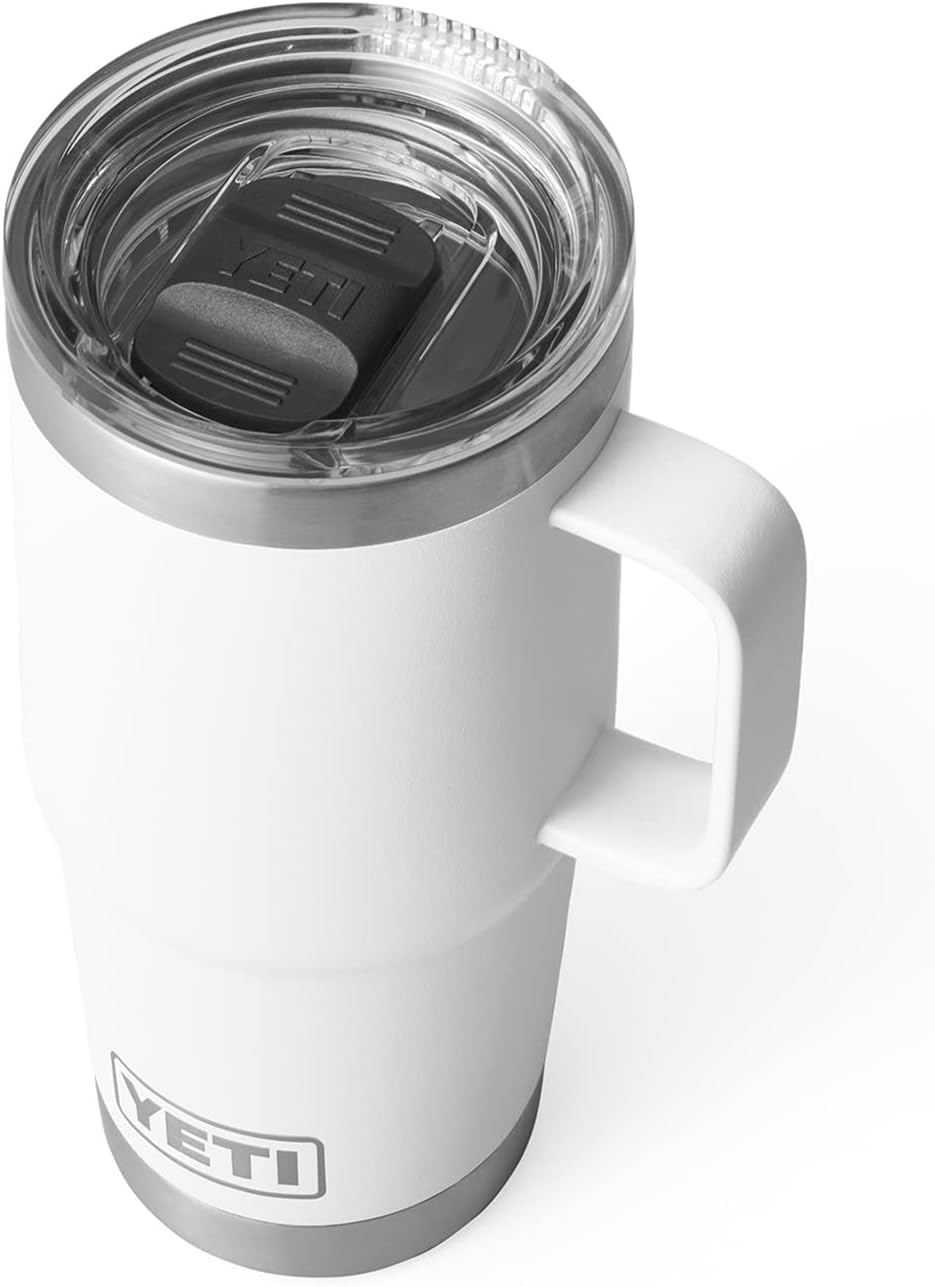 YETI Rambler 20 oz Travel Mug, Stainless Steel, Vacuum Insulated with Stronghold Lid, White