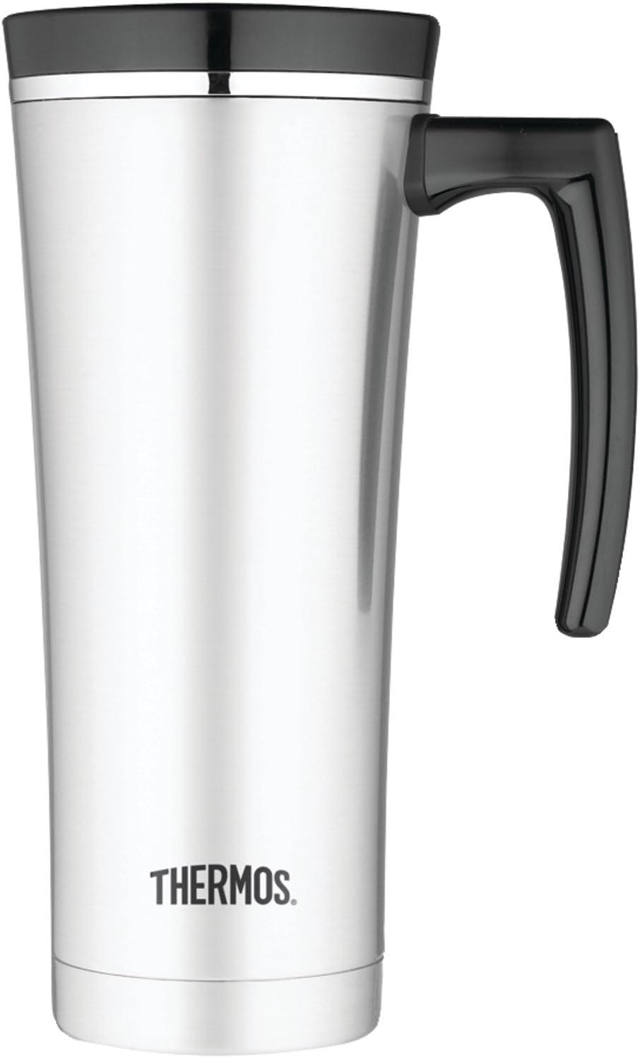 Thermos Thermos 16 ounce vacuum insulated travel mug black, 8 Ounce, Silver (NS100BK004)