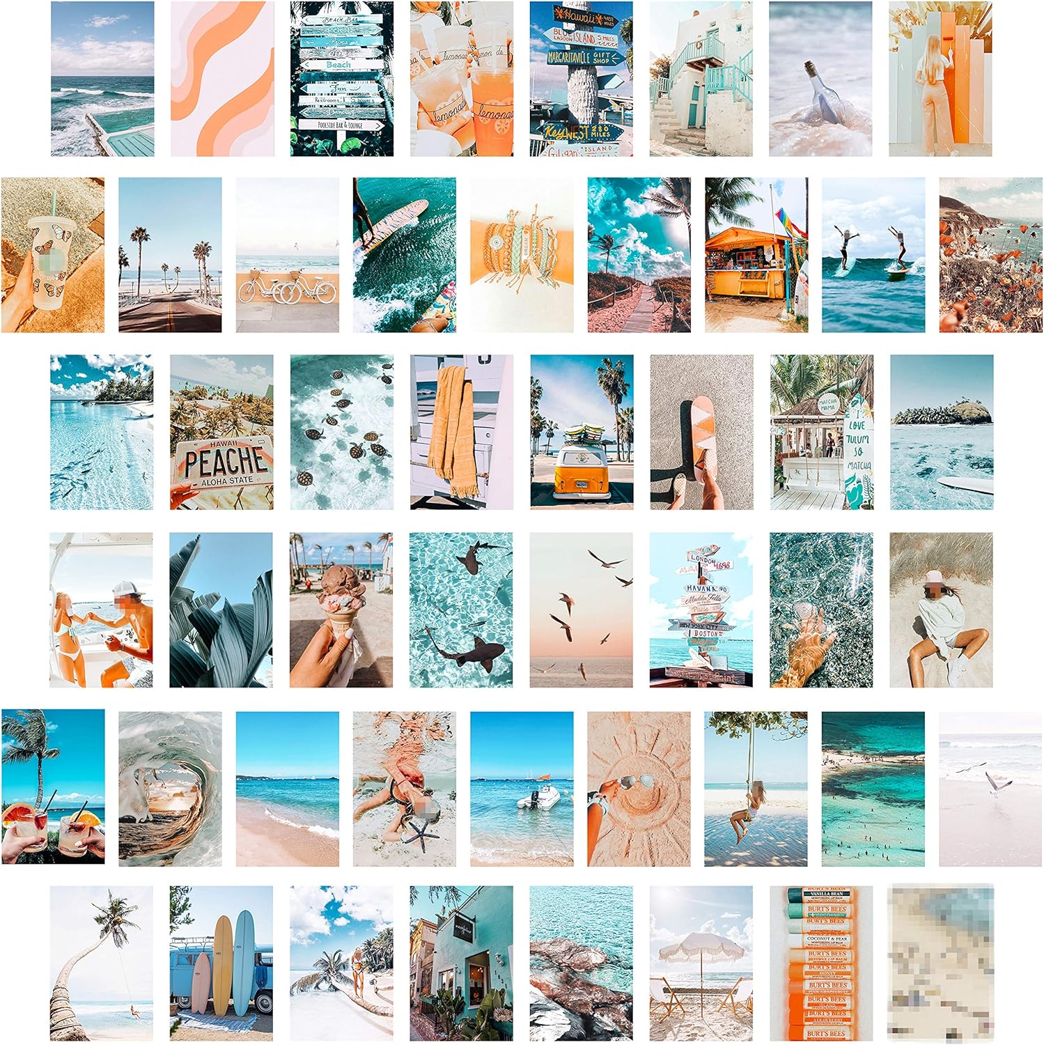 CY2SIDE 50PCS Blue Aesthetic Picture for Wall Collage, 50 Set 4x6 inch, Summer Beach Collage Print Kit, Fashion Room Decor for Girls, Room Wall Art Print, Dorm Photo Display, VSCO Posters for Bedroom