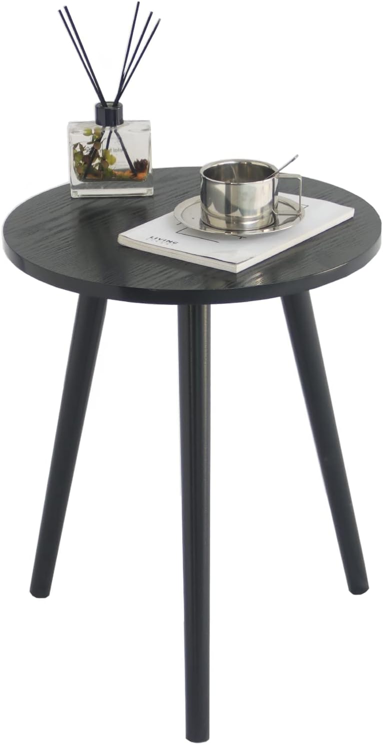 AWASEN Round End Table, Black Side Table Modern Home Decor Small Accent Table for Small Space Living Room, Bedroom and Balcony, Easy Assembly, 19.5''H x 16''D (Black)