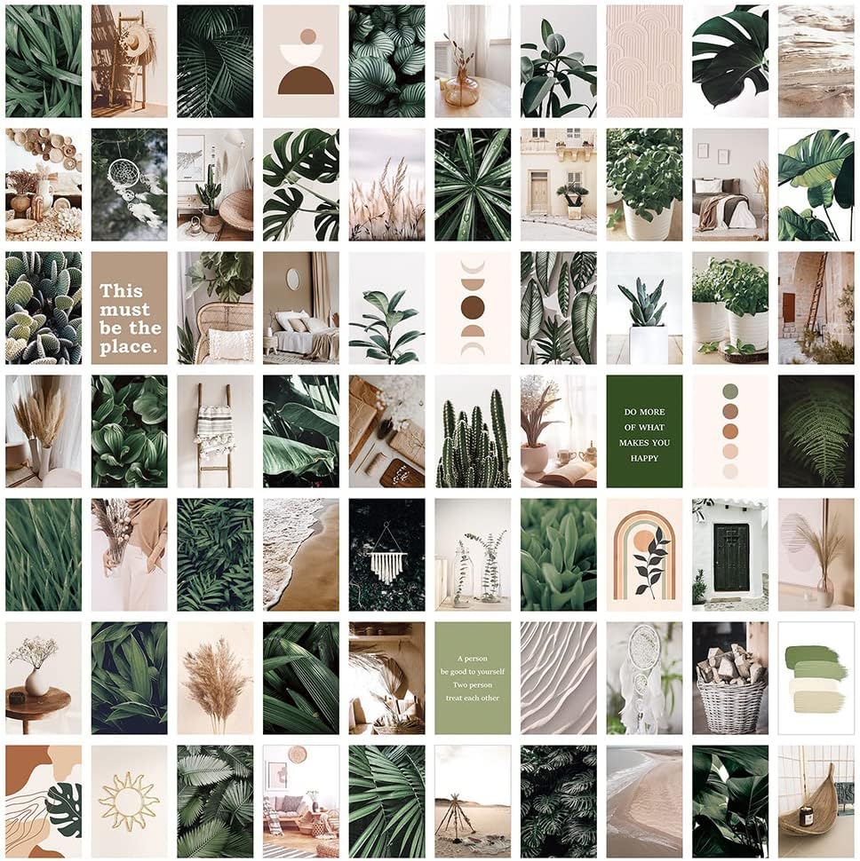 70pcs Wall Collage Kit Aesthetic Picures, Green Plant Room Decor Aesthetic Collage Picture Wall Decor for Teen Girls/boys Room bedroom Dorm (4x6 inch)