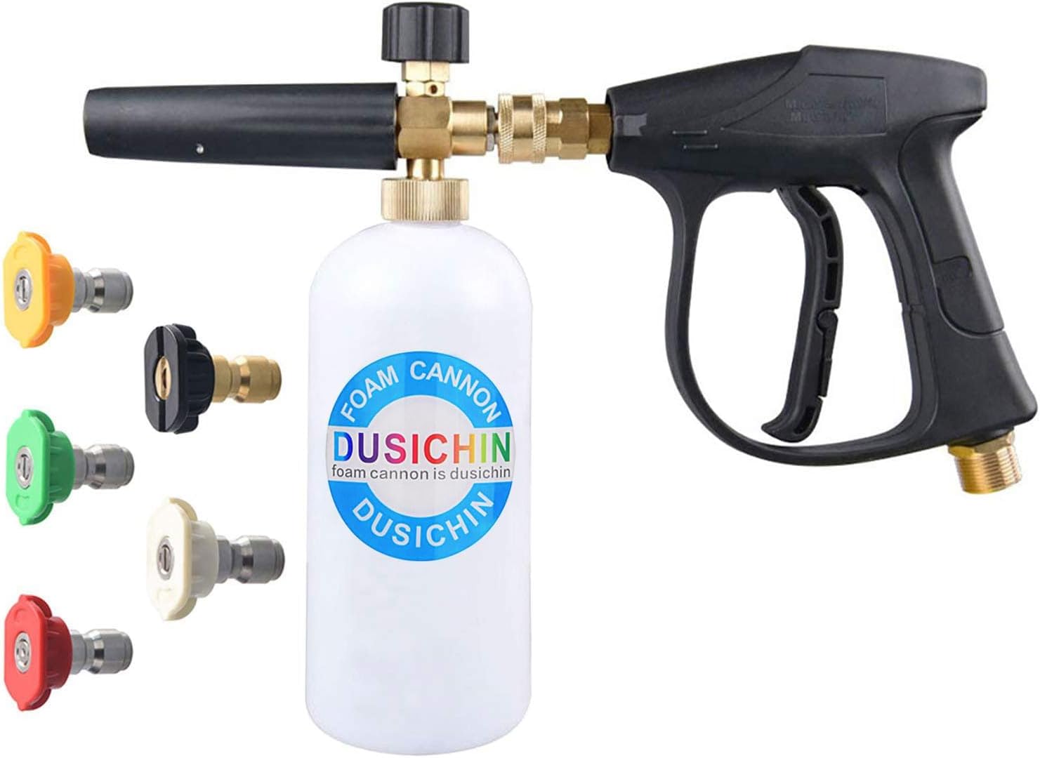 DUSICHIN DUS-018 Foam Cannon Lance Pressure Washer Nozzle Tip Spray Gun 3000 PSI Jet Wash Black, White