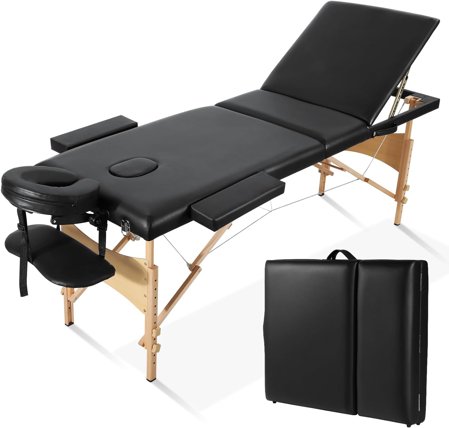 Massage Tables Portable Lash Bed for Eyelash Extensions 73 inch Long Tattoo Table Height Adjustable Professional 3-Fold Lightweight Facial Salon Spa Bed with Carrying Bag