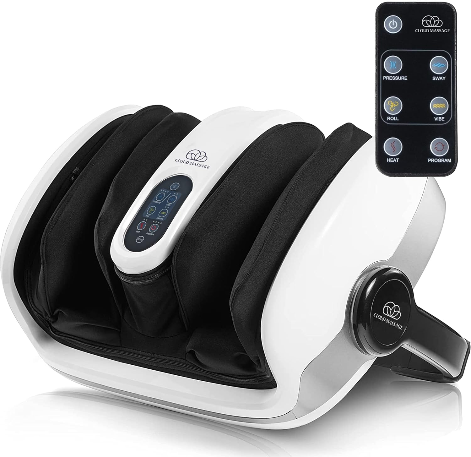 Cloud Massage Shiatsu Foot Massager with Heat - Feet Massager for Relaxation, Plantar Fasciitis Relief, Neuropathy, Circulation, and Heat Therapy - FSA/HSA Eligible (White - with Remote)