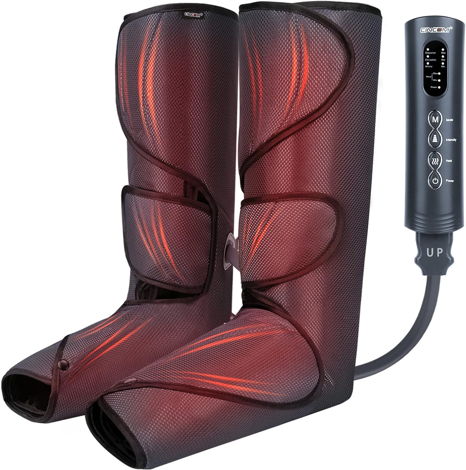 CINCOM Leg Massager with Heat for Circulation and Pain Relief - Air Compression Massage for Foot & Calf - Gifts for Mom and Dad(FSA or HSA Eligible)