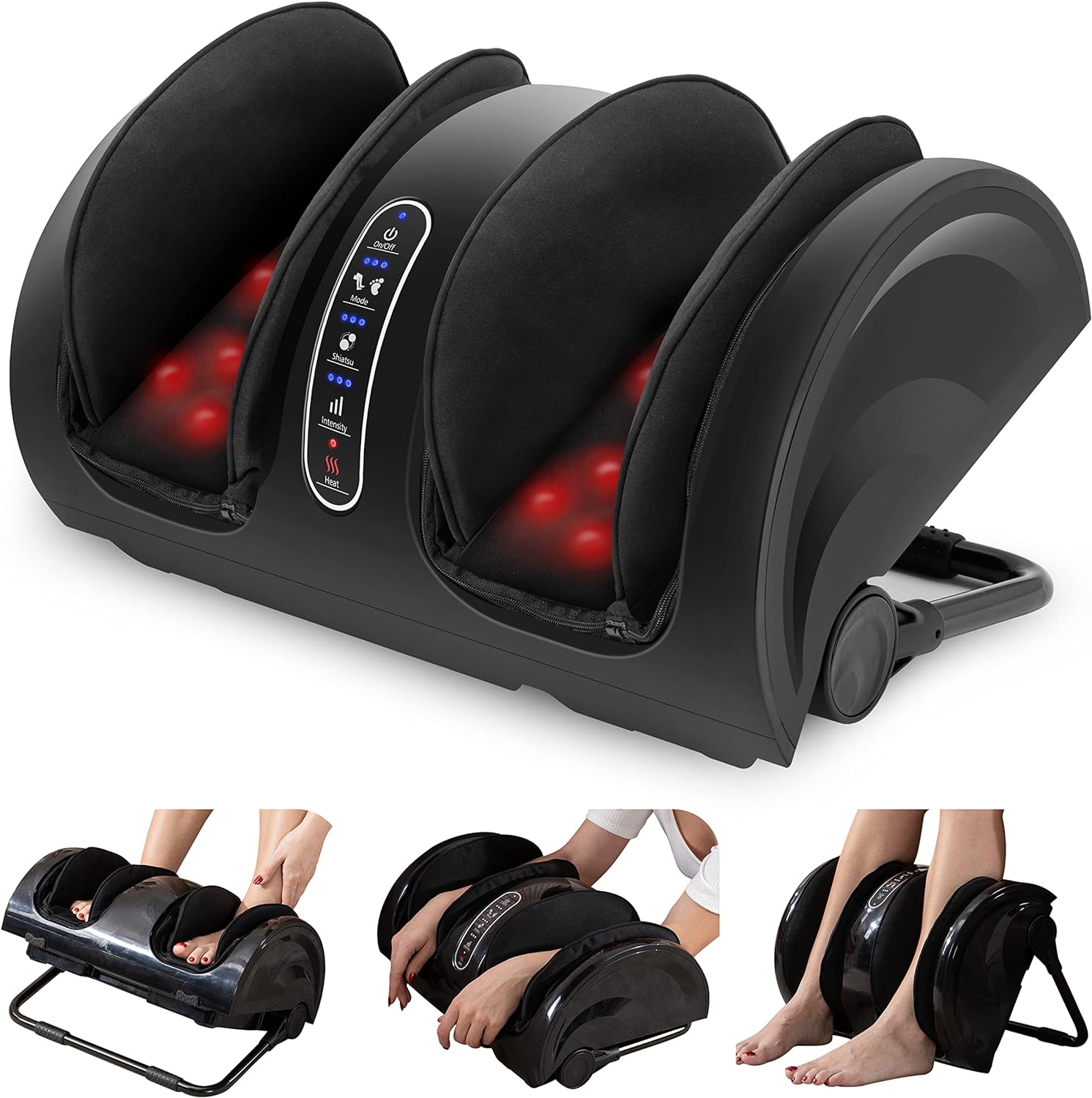 Snailax Foot Massager Machine with Heat,Shiatsu Feet and Leg Massager,Kneading Rolling for Foot,Calf,Ankle,Leg,Improve Circulation,Plantar Fasciitis,Neuropathy,Gifts(Without Remote Control)