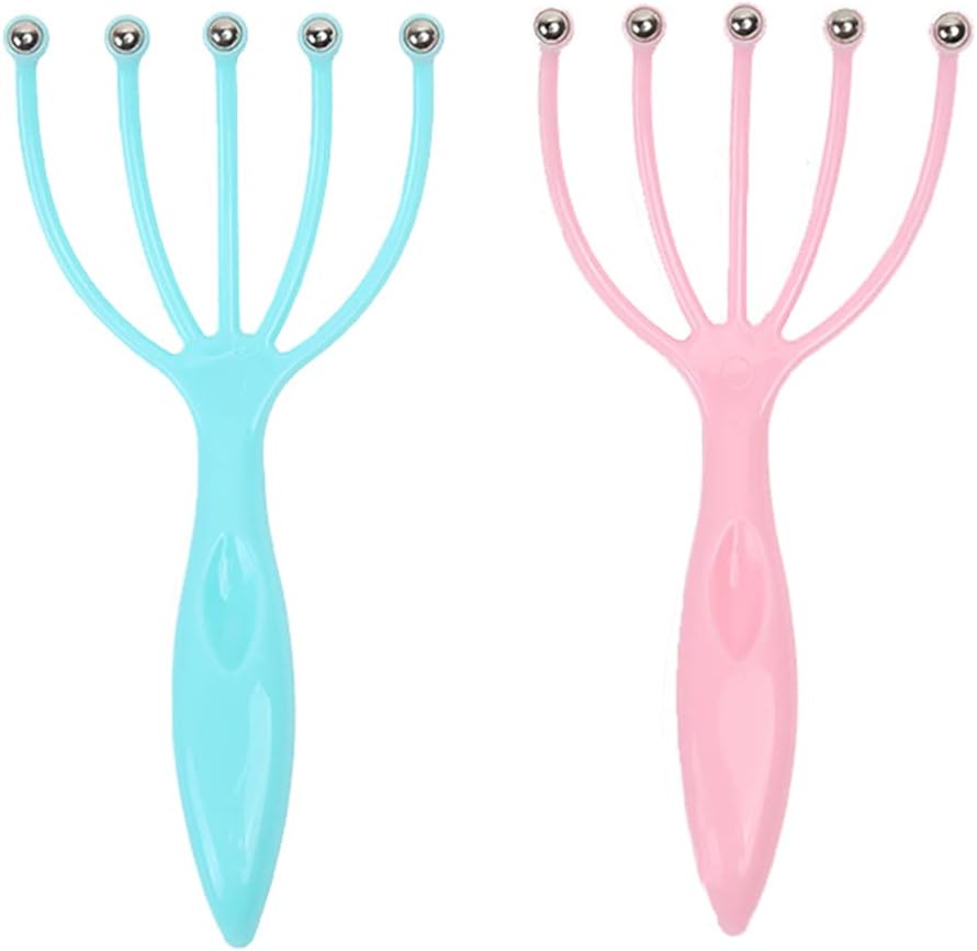 Scalp Massager, Protable Hand Held SPA Head Massager for Deep Relaxation & Stress Reduction in The Office Home SPA Father' Day and Mother' Day Gifts Pink+Blue(2-Pack)