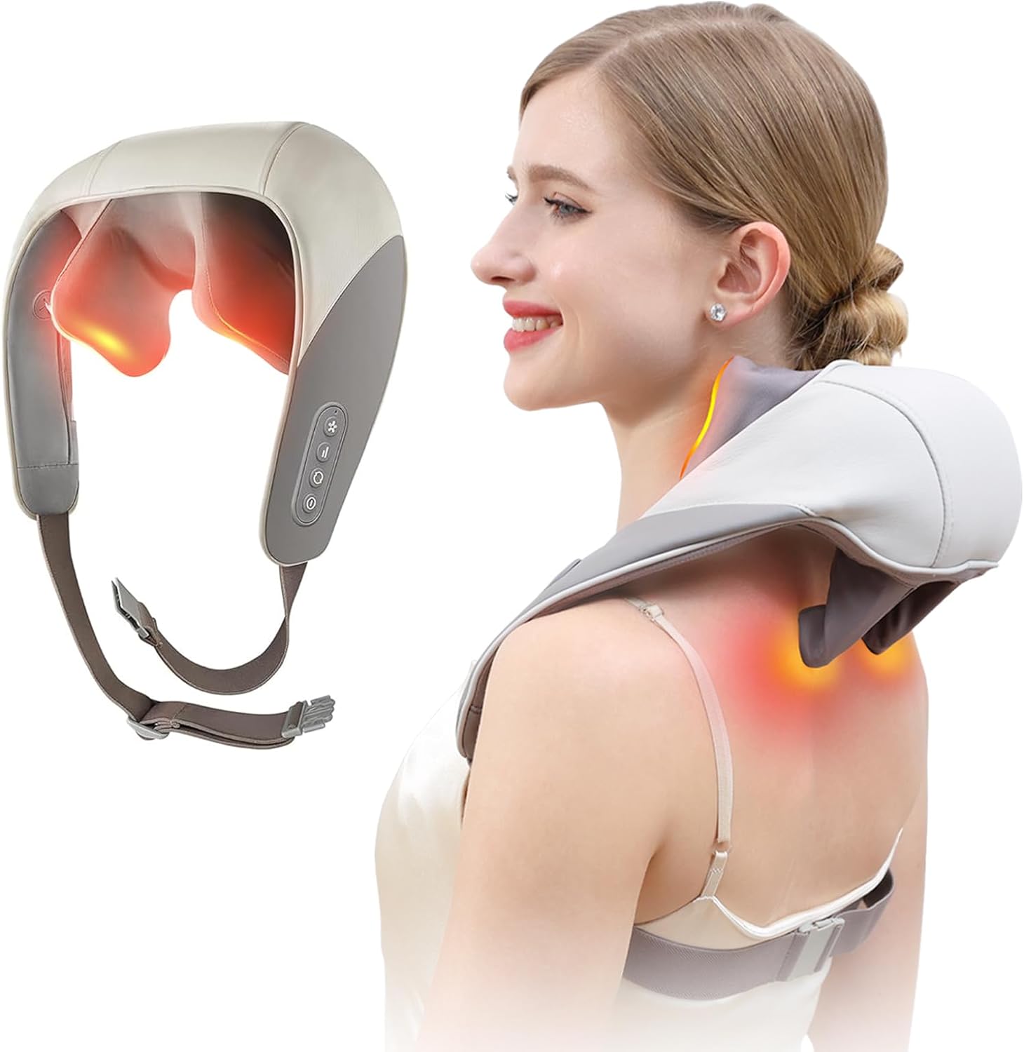 tesha Shiatsu Neck and Back Massager with Heat, Mini Electric Deep Tissue 6D Kneading Massage for Shoulder, Leg, Body Muscle Pain Relief, Perfect for Men Women Dad Mom Home, Office, Car Use