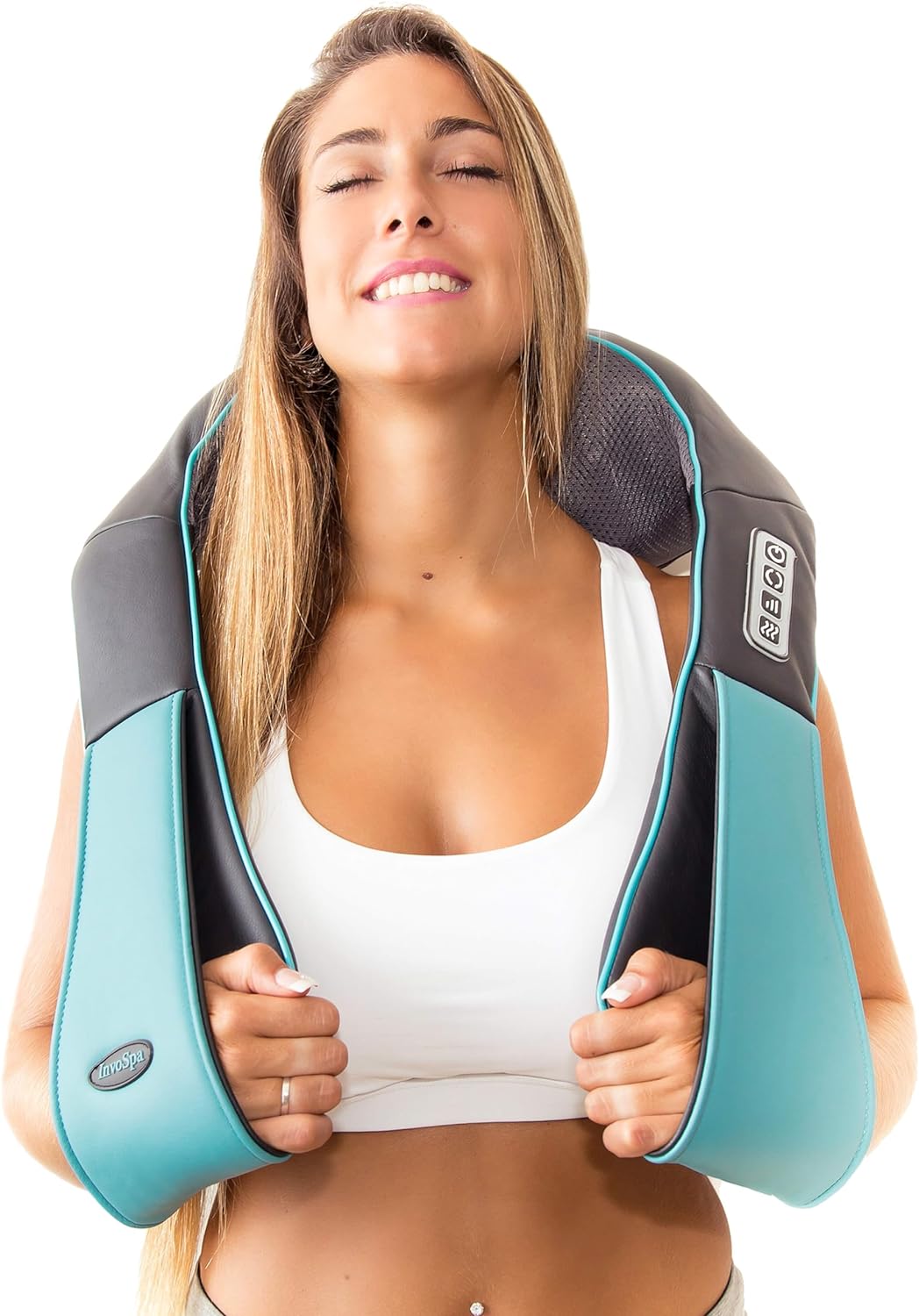 InvoSpa Shiatsu Neck and Back Massager with Heat - Deep Kneading Pillow for Massage - Electric Full Body Massager