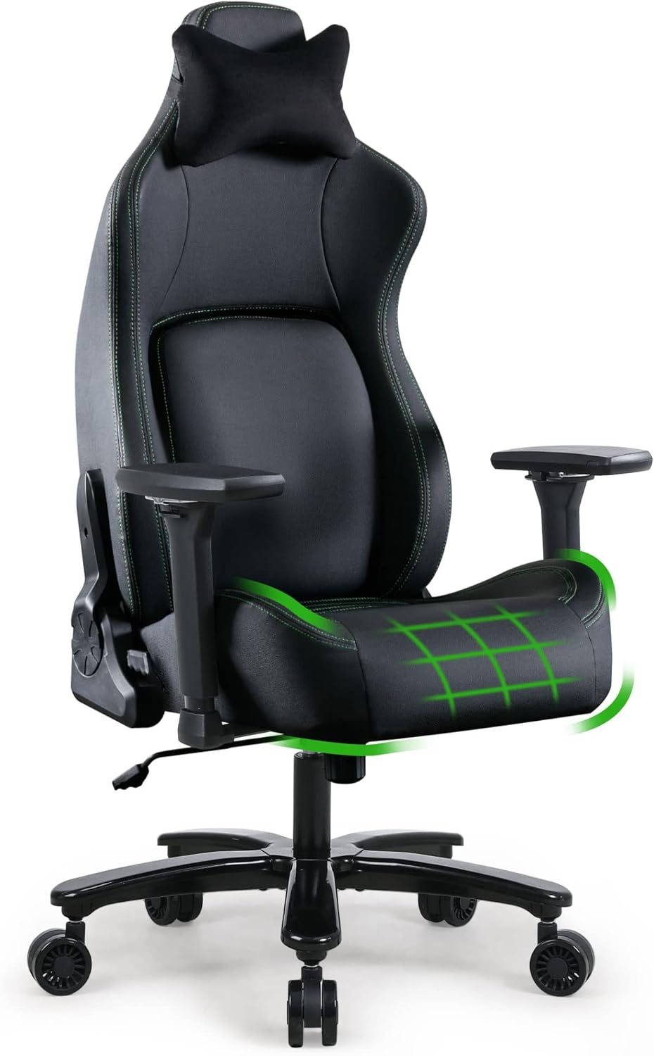 Blue Whale Big and Tall Gaming Chair for Adults 450lbs -Ergonomic Heavy Duty Office Chair with Widen Metal Base, Effective Lumbar Support and 4D Armrest High Back Large Size Computer Chair