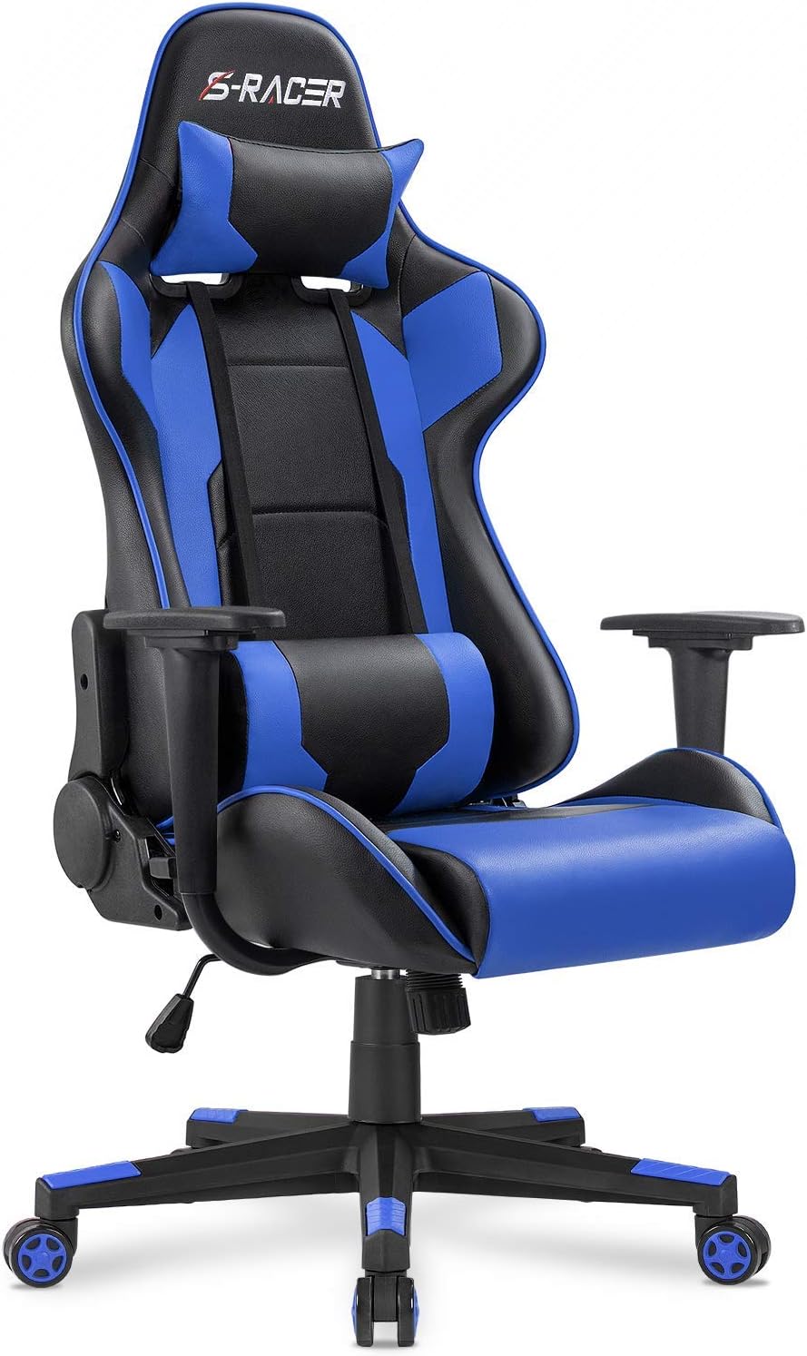 Homall Gaming Executive Ergonomic Adjustable Swivel Task Chair with Headrest and Lumbar Support (Blue)