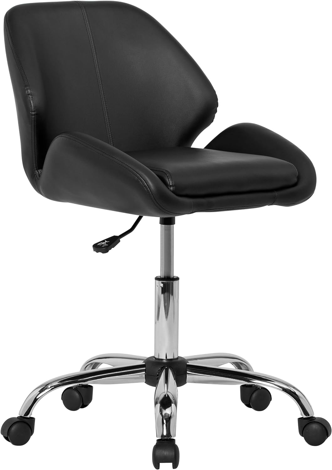 Studio Designs Pearl Office Swivel Height Adjustable Task Chair, Chrome and Black Vinyl