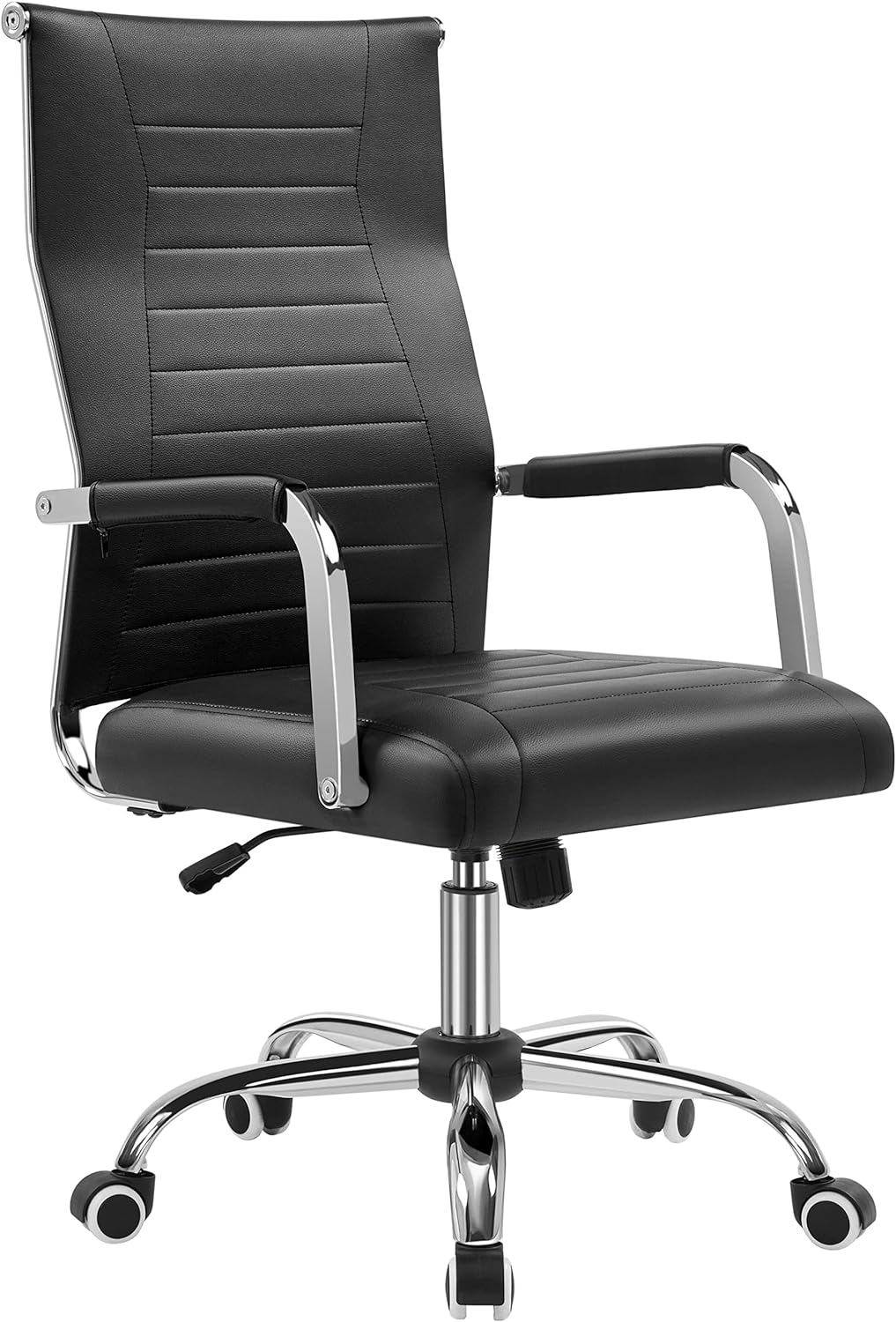 Yaheetech PU Leather Managerial Chair High Back Computer Desk Chair Management Task Chair Swivel Rolling Chair with Ergonomic Backrest and Adjustable Height for Conference and Home, Black